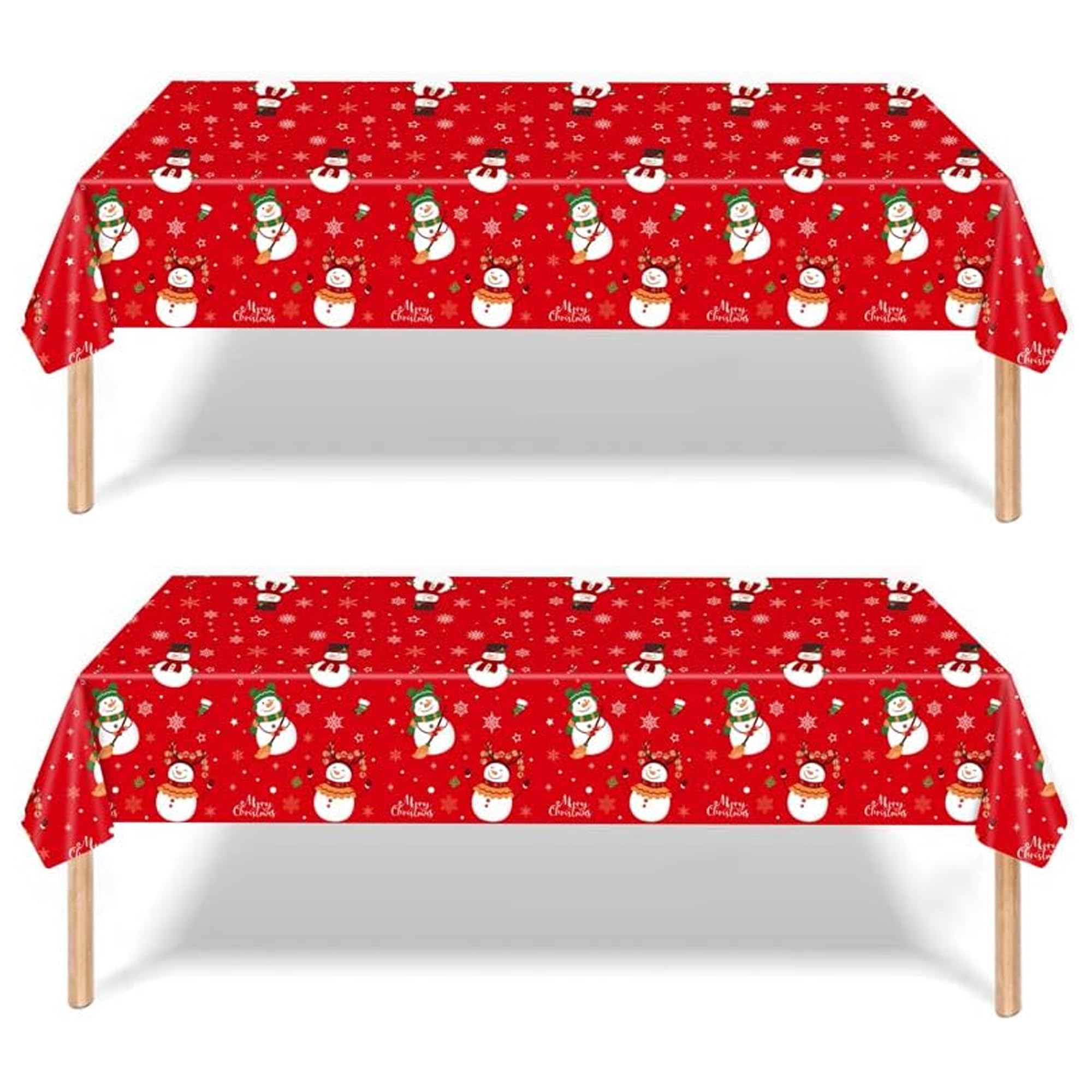 2 PCS Christmas Table Cloth, 274 x 137 CM Christmas Table Cloth Rectangular, Red Table Cloth for Indoor Outdoor Christmas Party Table Decoration Supplie