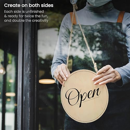 Miniatura 6 de ARTEZA Juego de 10 rodajas de madera de MDF, 5 círculos de 11.8 pulgadas y cuadrados de 5 x 9.05 pulgadas, piezas de madera sin terminar para