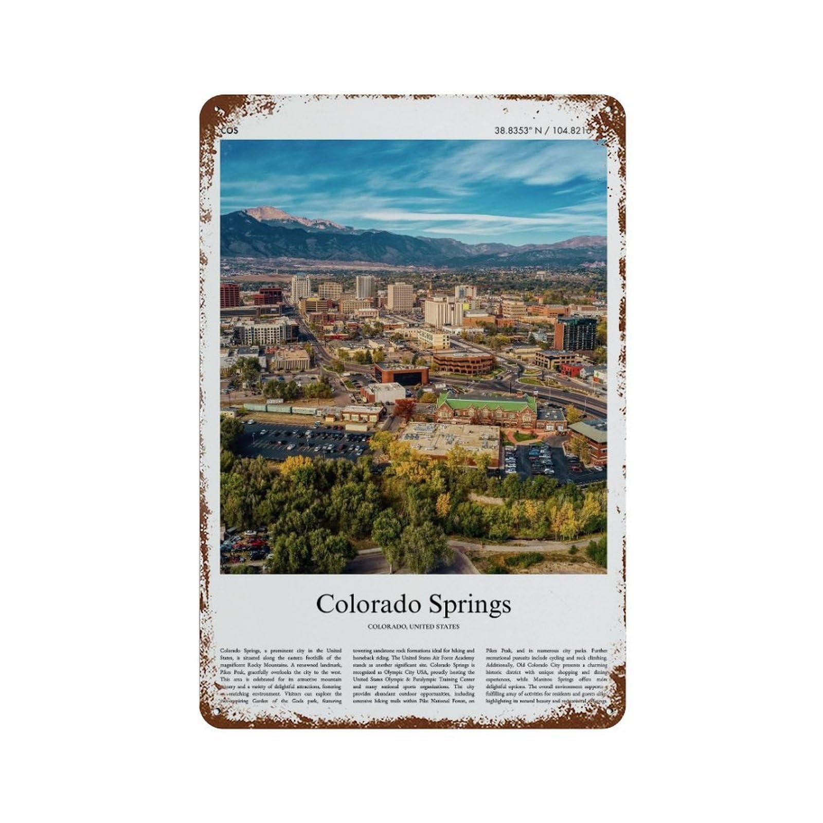 xiaoxiaoshen Colorado, United States, USA City Scenery Wall Decor Art Metal Tin Poster Modern Home Decor Art Home Bar Shop Decorations Vintage Sign 30x20cm