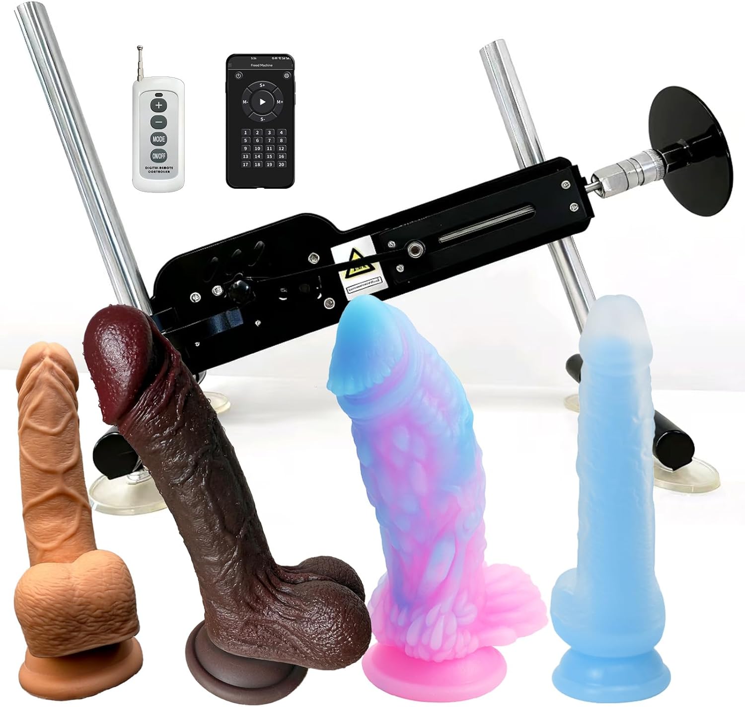 Sex Machine with 4 Silicone Dildos, APP & Remote Dual Control Dildo Machine Automatic Thrusting Machine with Stable Suction Cups Quick- Connector Port Automatic Sex Machine for Adults Hands-Free Use