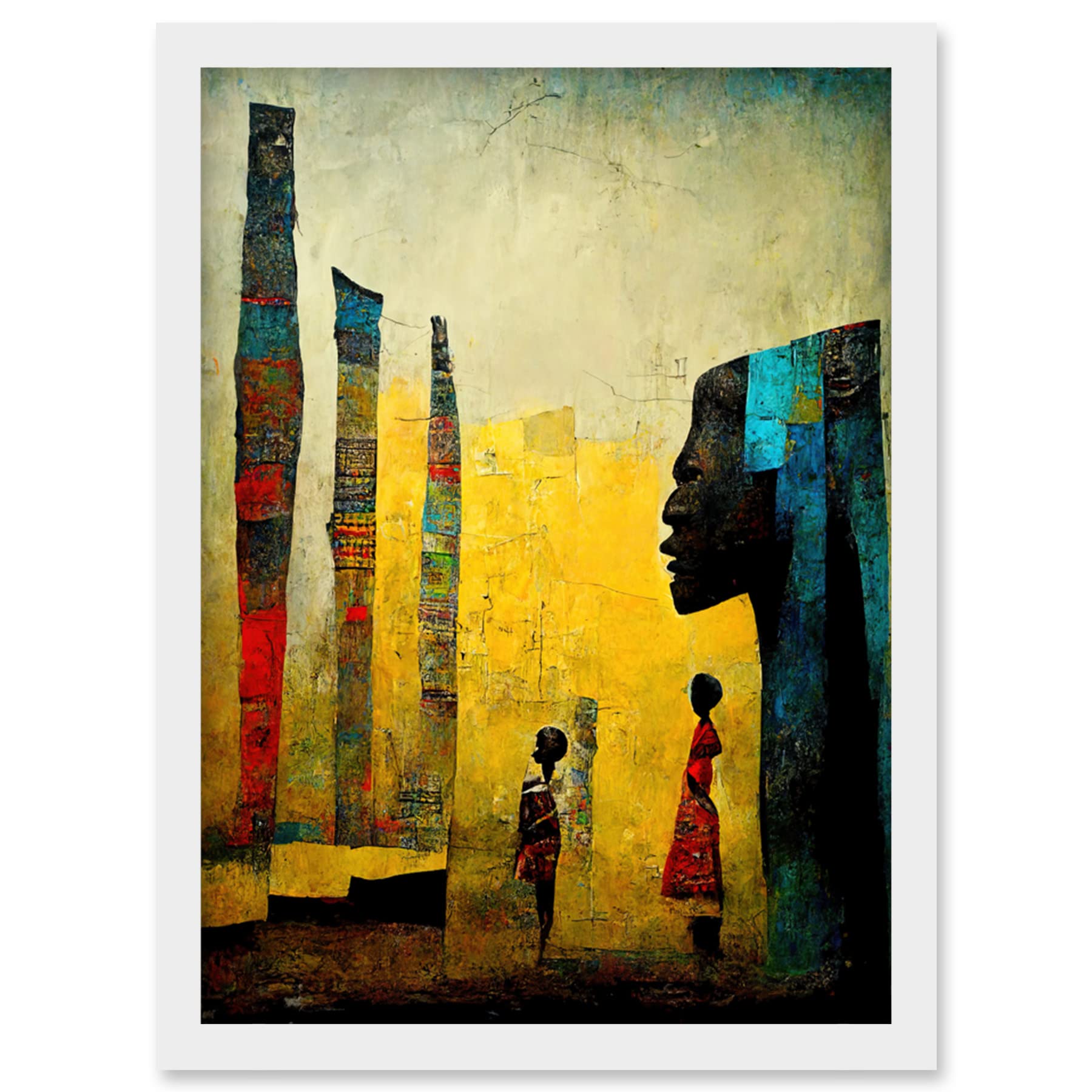 Doppelganger33 LTD African Art Modern Bright Abstract Artwork Framed Wall Art Print A4