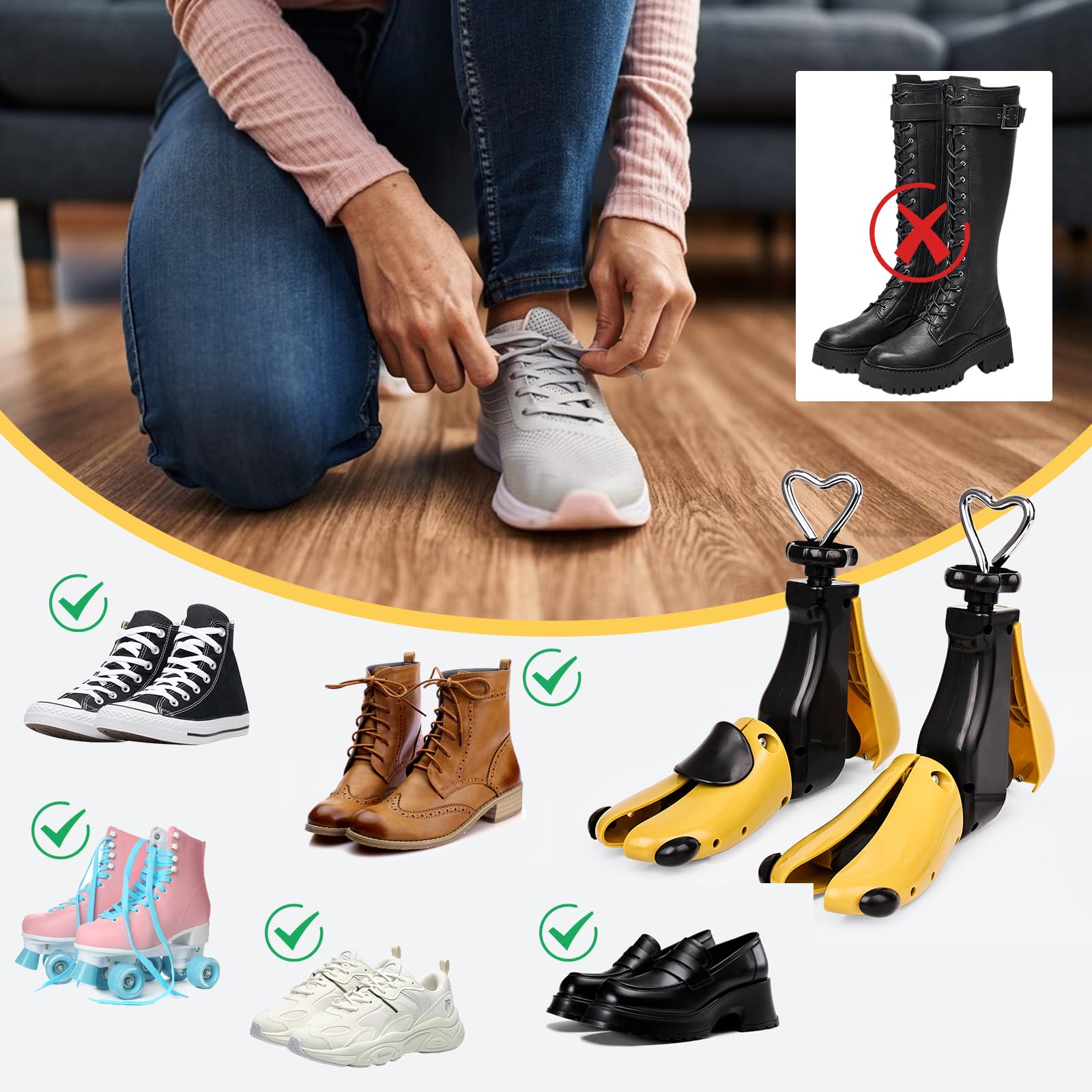 Ampliadores de zapatos ajustables longitud anchura para mujer hombre botas zapatillas deporte senderismo extensor profesional