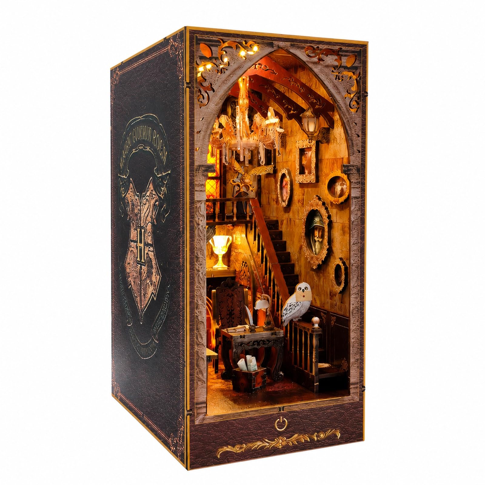 GOOGO Book Nook Kit, Miniature House Kit with LED Light, DIY Book Nook for Adults, 3D Puzzle Bookend for Bookshelf Decoration, Creative Gift for Crafts Lovers (College)