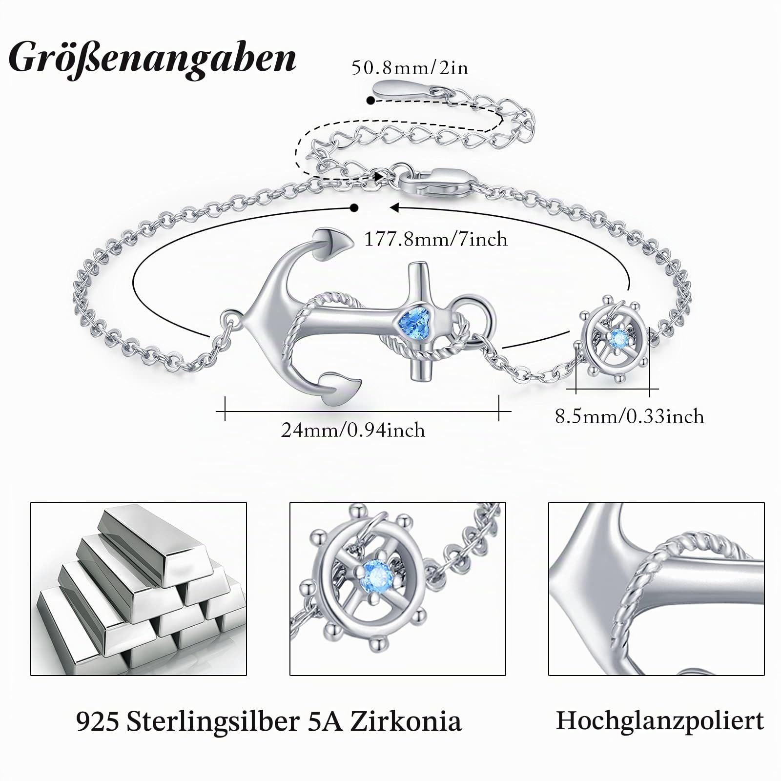 OHAYOO Anker Armband 925 Sterling Silber Anker Armband Nautisches Seemann Schmuck Geschenk für die beste Freundin der Frau