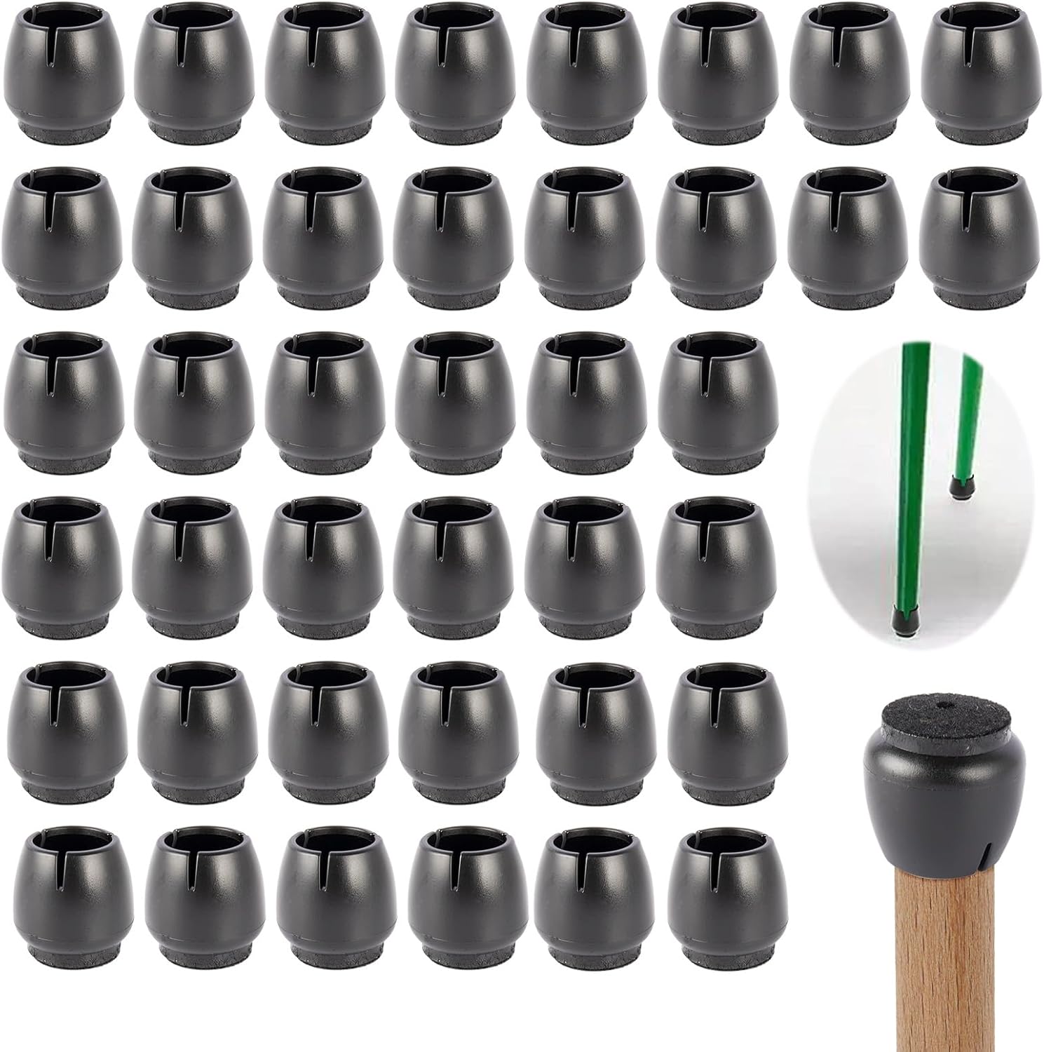 40 STK Silikon Stuhlbeinkappen mit Filzpolstern Schutzkappen für