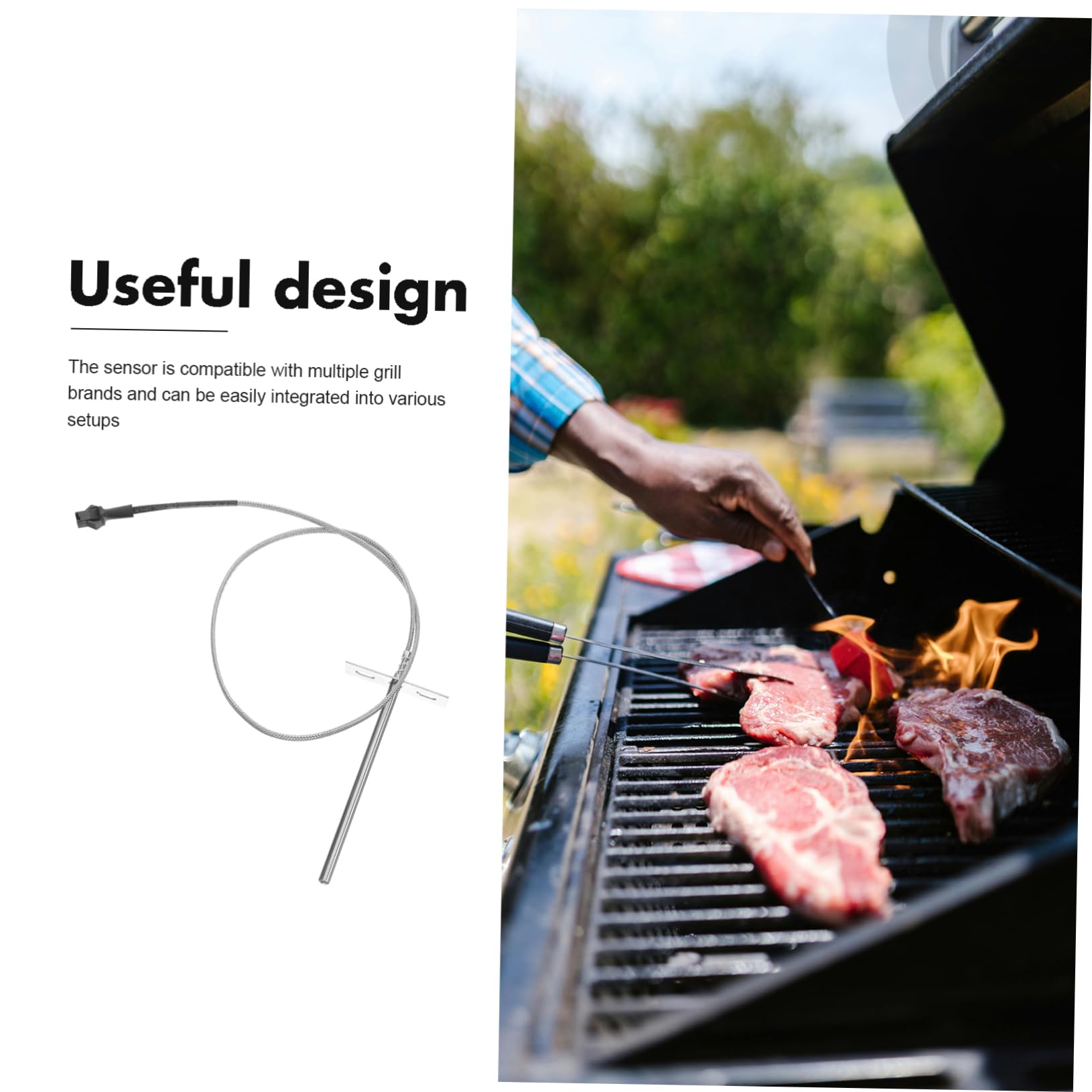UPKOCH 5 Set Termometro sensore temperatura esterno accessori barbecue accessori per barbecue Macchina a griglia carne sonda di temperatura sonda temp Acciaio inossidabile Silver