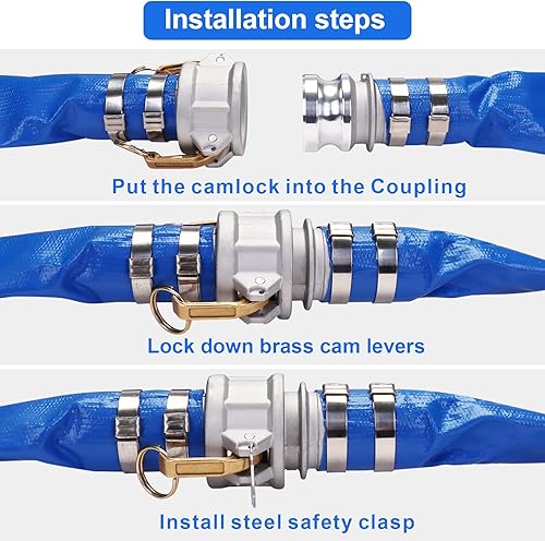 Miniatura 36 de Lay-Flat Manguera de retrolavado para piscina, manguera de descarga reforzada de PVC resistente a la intemperie, manguera de drenaje de piscina