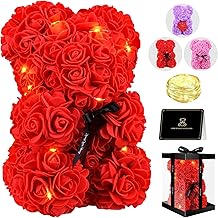Otlonpe Bear Rose Flowers Light Up, Mothers Day Bear Gifts for Mom, Women Gifts Home Decorations for Christmas Valentines Mothers Day Birthday, for Her Mom Wife Girlfriend Daughter (Red)