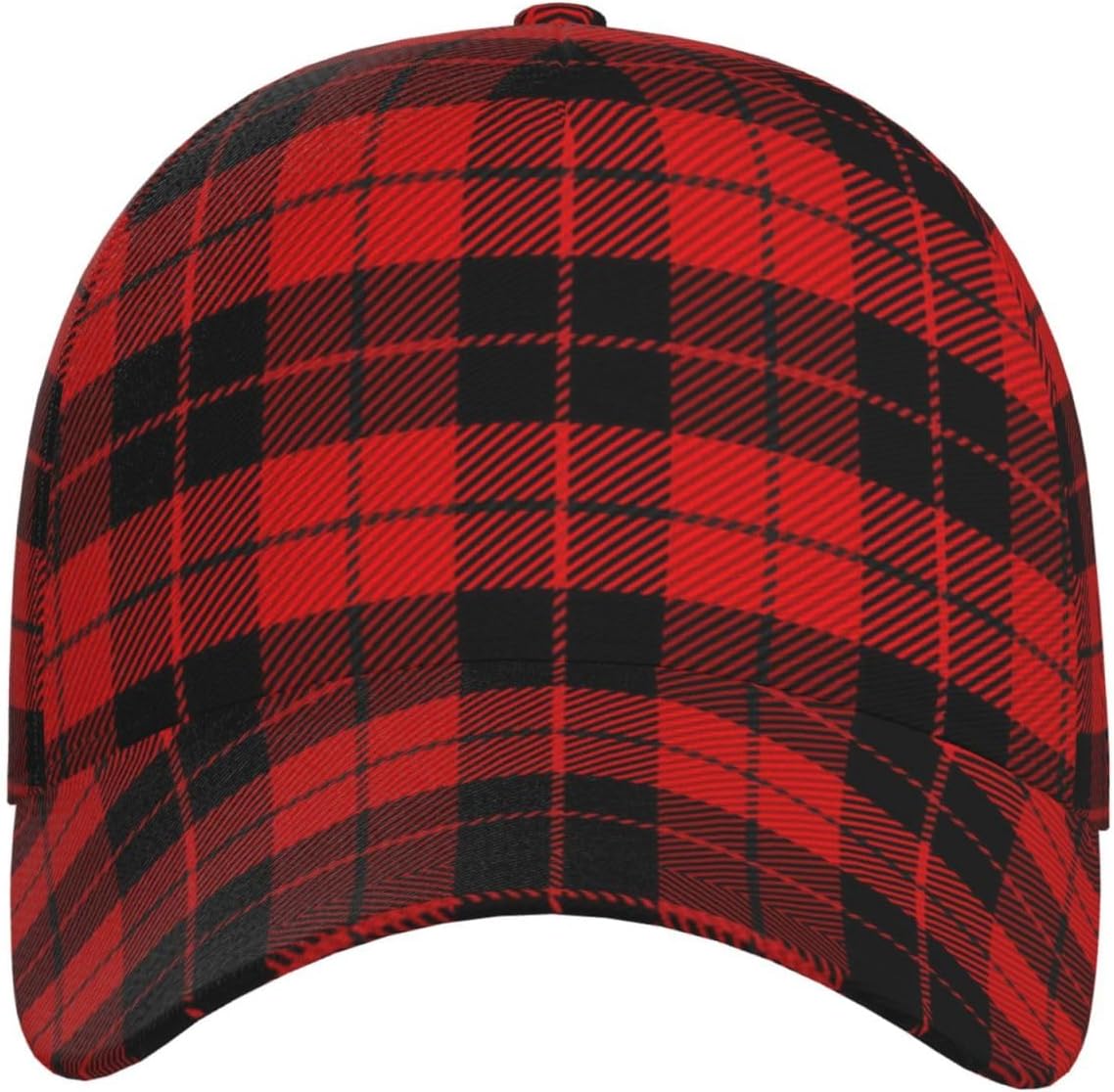 Red Plaid Christmas Print Baseball Cap Women Men Adjustable Xmas Snowflake Holiday Snapback Baseball Hat Cap - Image 2