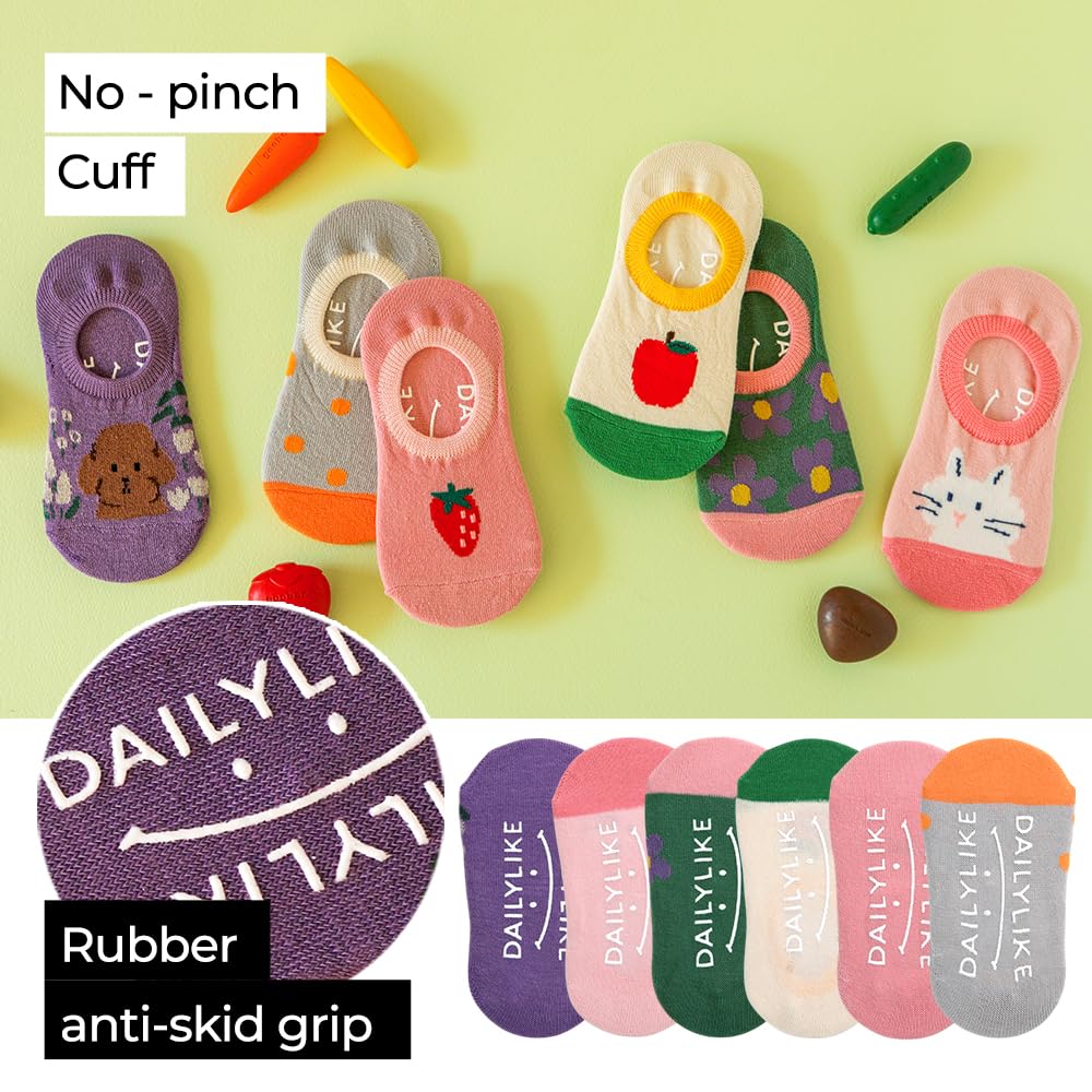 Dailylike Baby Boys Girls Non Slip Grip Ankle Socks with Anti Skid Grippers for Infants Toddlers Kids 6 Pairs