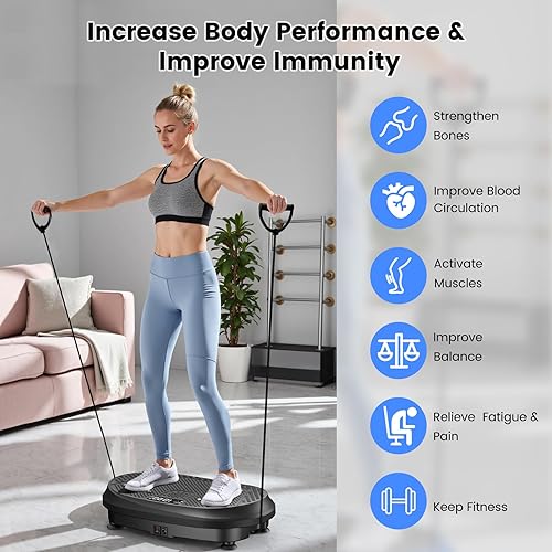 Miniatura 7 de Máquina de ejercicios con placa de vibración, plataforma de fitness vibrante para drenaje linfático, equipo de entrenamiento de agitador de cuerpo