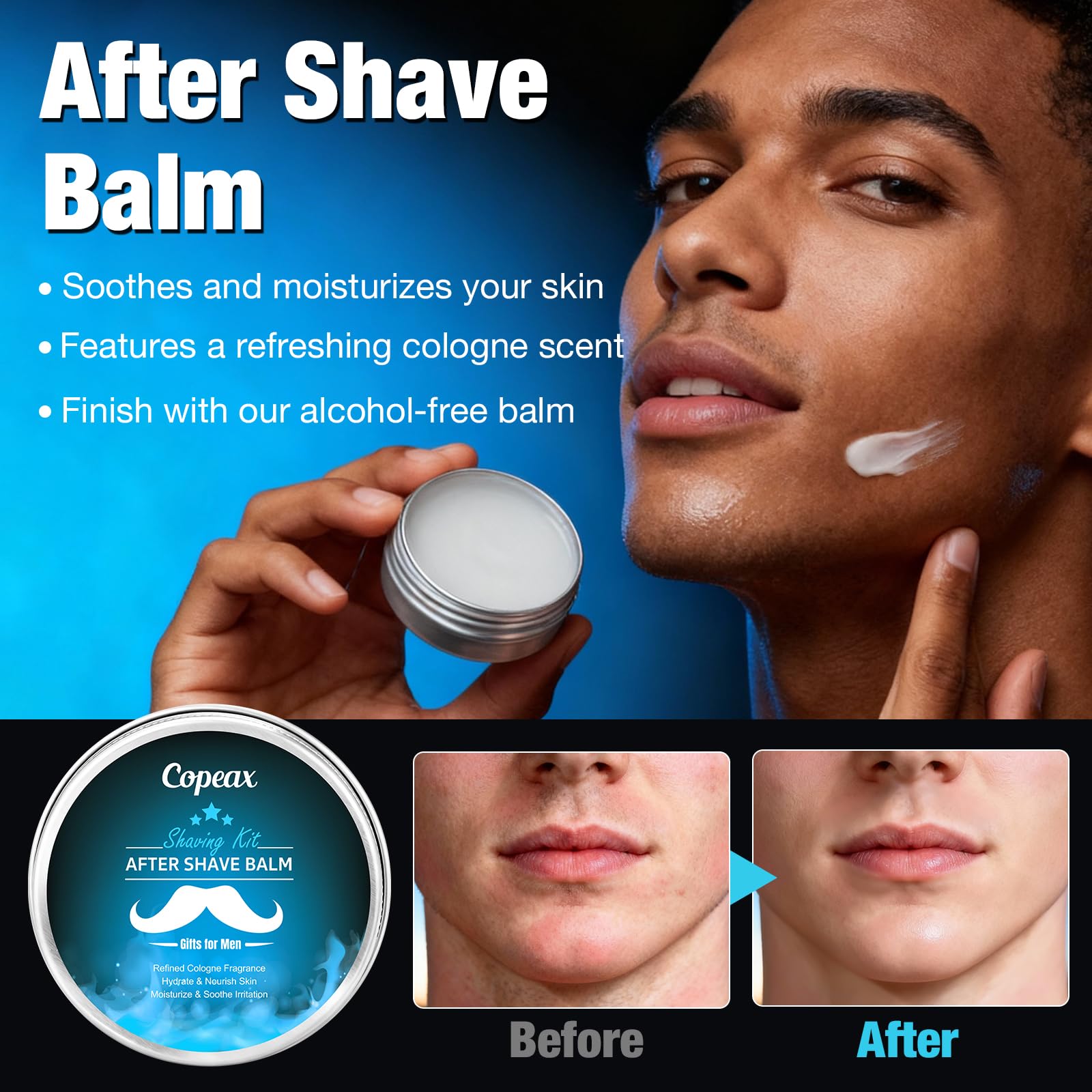 Shaving Kit for Men,Mens Shaving Kit w/Natural Cologne Shaving Cream,Balm,Bowl,Tumbler Cup,Mens Self Care & Grooming Valentines Fathers Day Birthday Gifts for Men Dad Him Boyfriend Christmas Gift Set