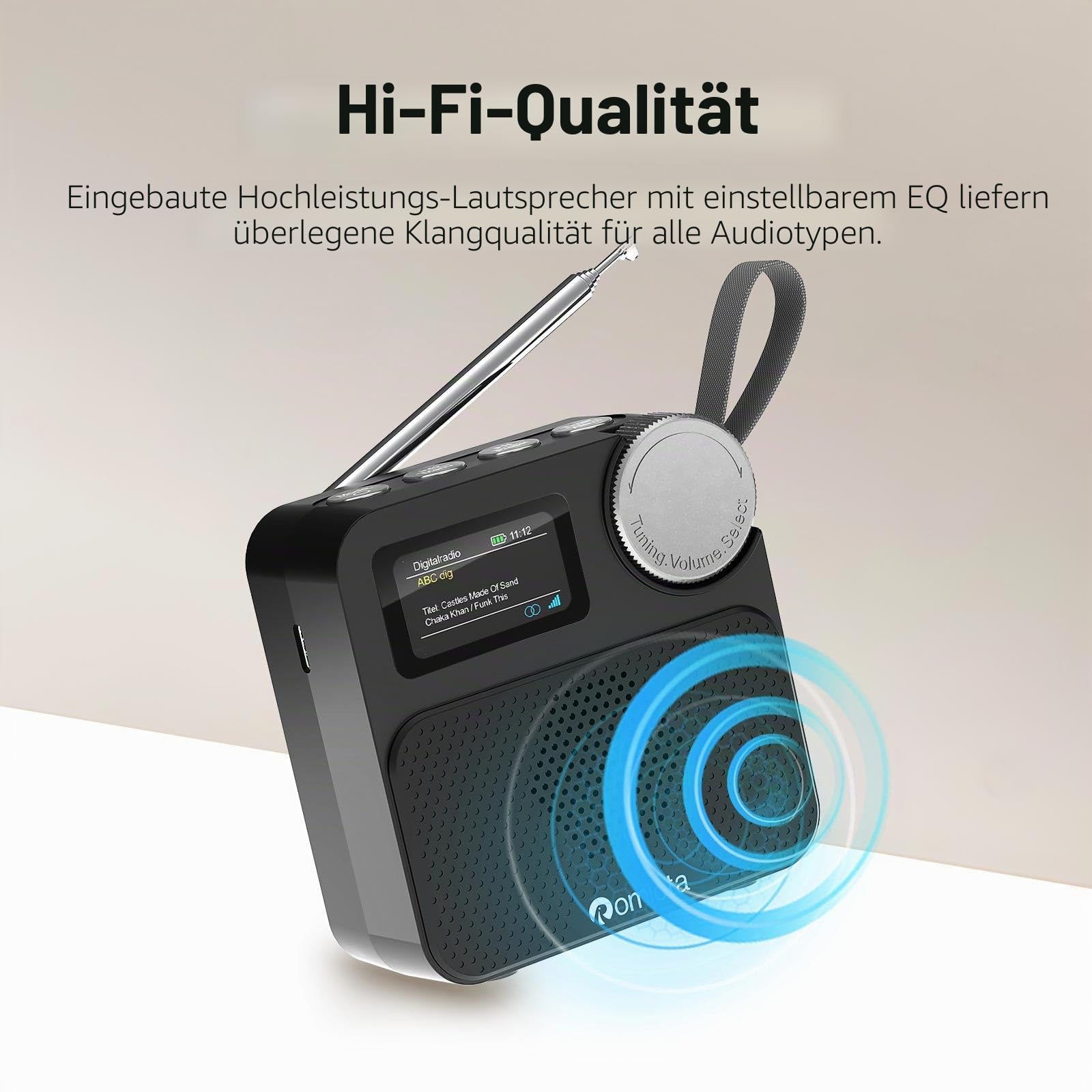 Romicta DAB/DAB+ Radio mit Bluetooth 5.0, tragbares Digitalradio mit UKW, Farbdisplay, MicroSD-Karten-Slot, Wecker & Timer, wiederaufladbar, ideal für Zuhause & unterwegs