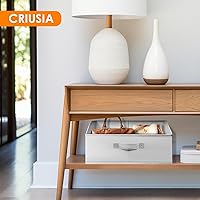 Vista 7 de Criusia Organizadores de Armario Contenedores Paquete de 4 - Organizador de Estante Grande Plegable con Asas - Cestas de Tela Trapezoidales para Gris