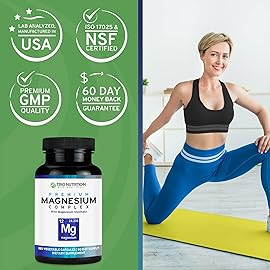 Trio Nutrition Magnesium Complex 90 Day Supply 420 mg | Natural Calm, Relax, Stress Relief, and Muscle Recovery |Magnesium Glycinate Supplement with Vitamin B6 for Rapid Absorption*
