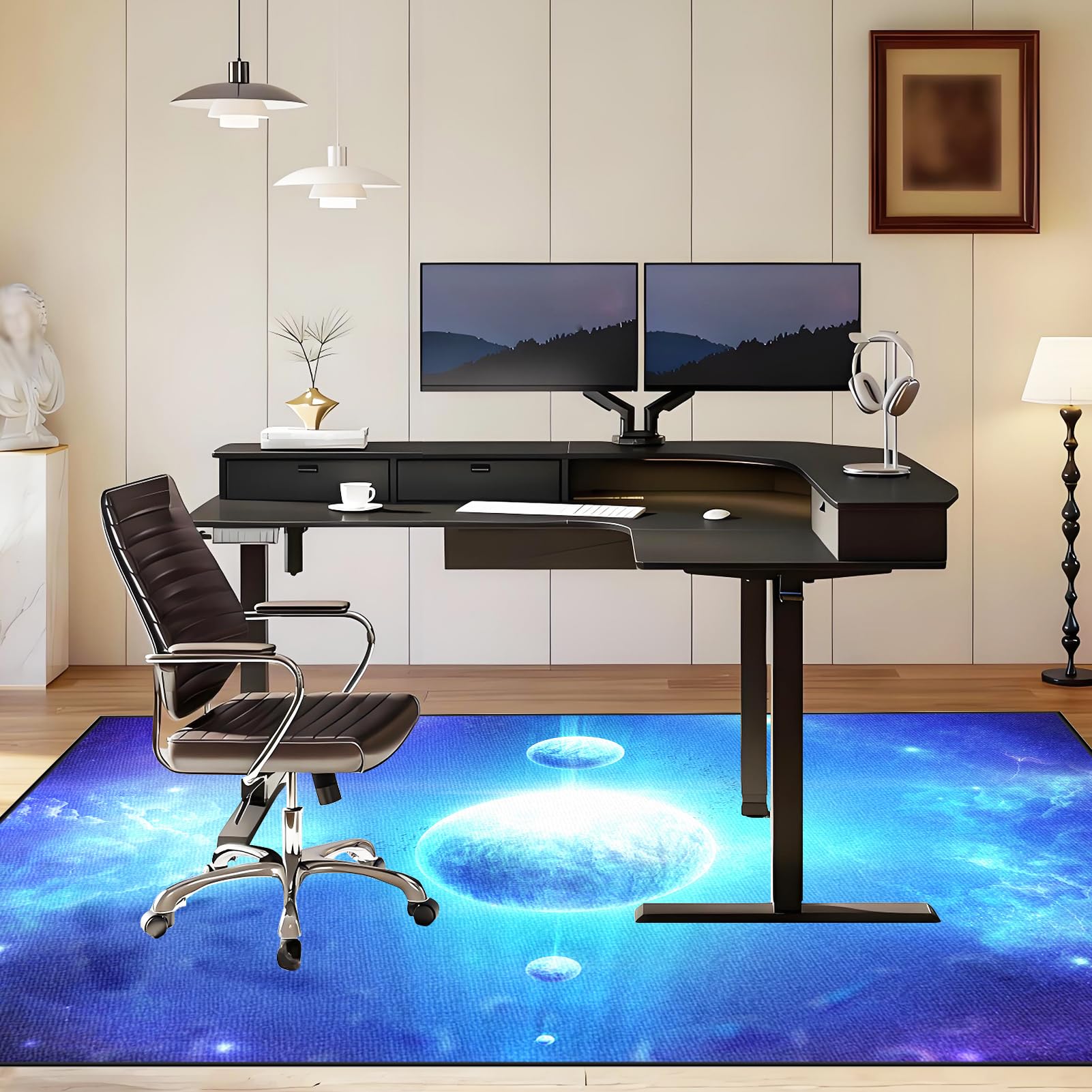 Mata do siedzenia Dywan Krzesło biurowe Antypoślizgowe Dywan na krzesło z kółkami 160 x 180 cm Mata do krzesła biurowego Gaming Mata podłogowa do parkietu i płytek Dywan pod biurkiem