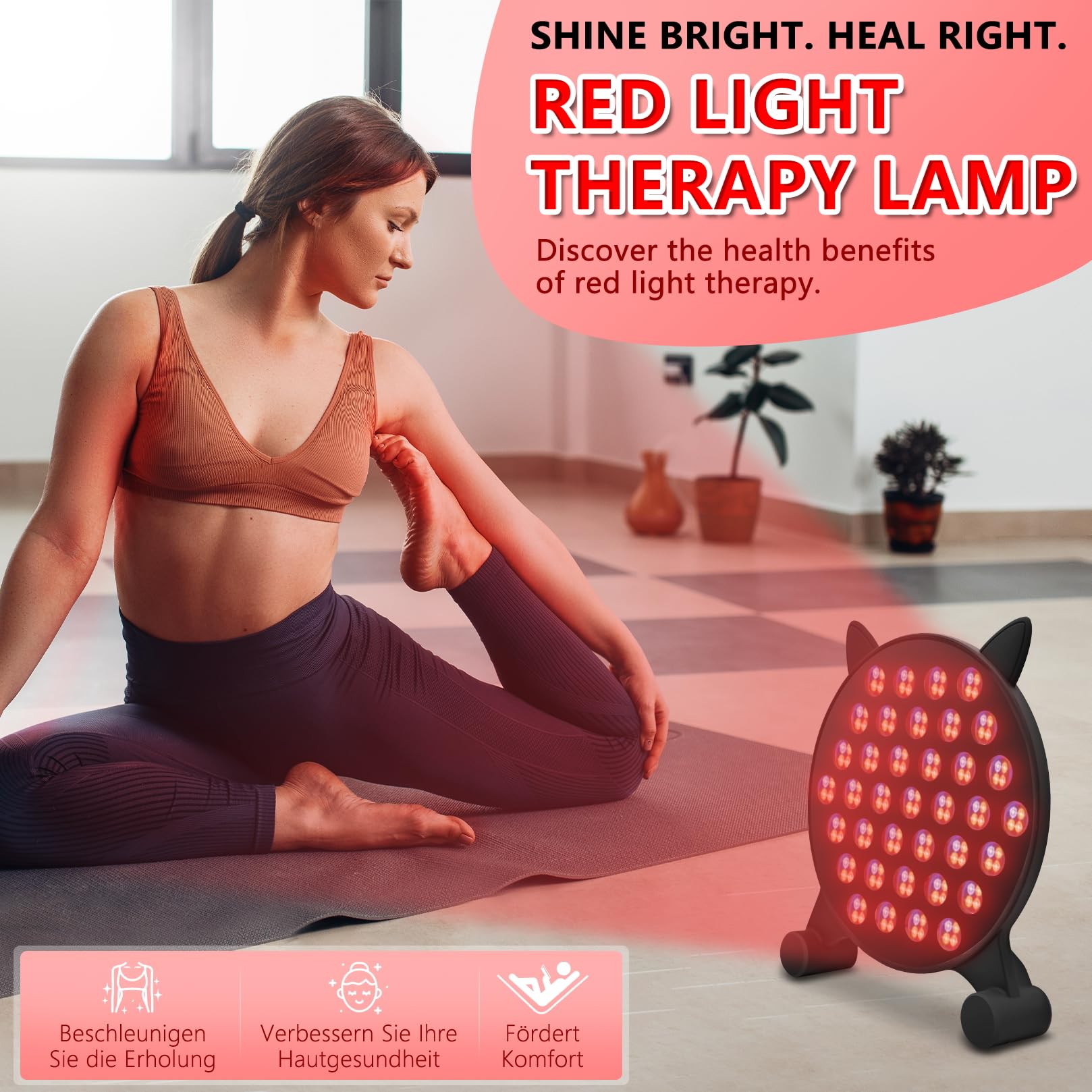 Lampe thérapeutique à lumière rouge,5 couleurs, Thérapie par lumière infrarouge 185 LED de la Récupération du Visage, du cou, du Corps,des Muscles et du dos-Traitement efficace et relaxation