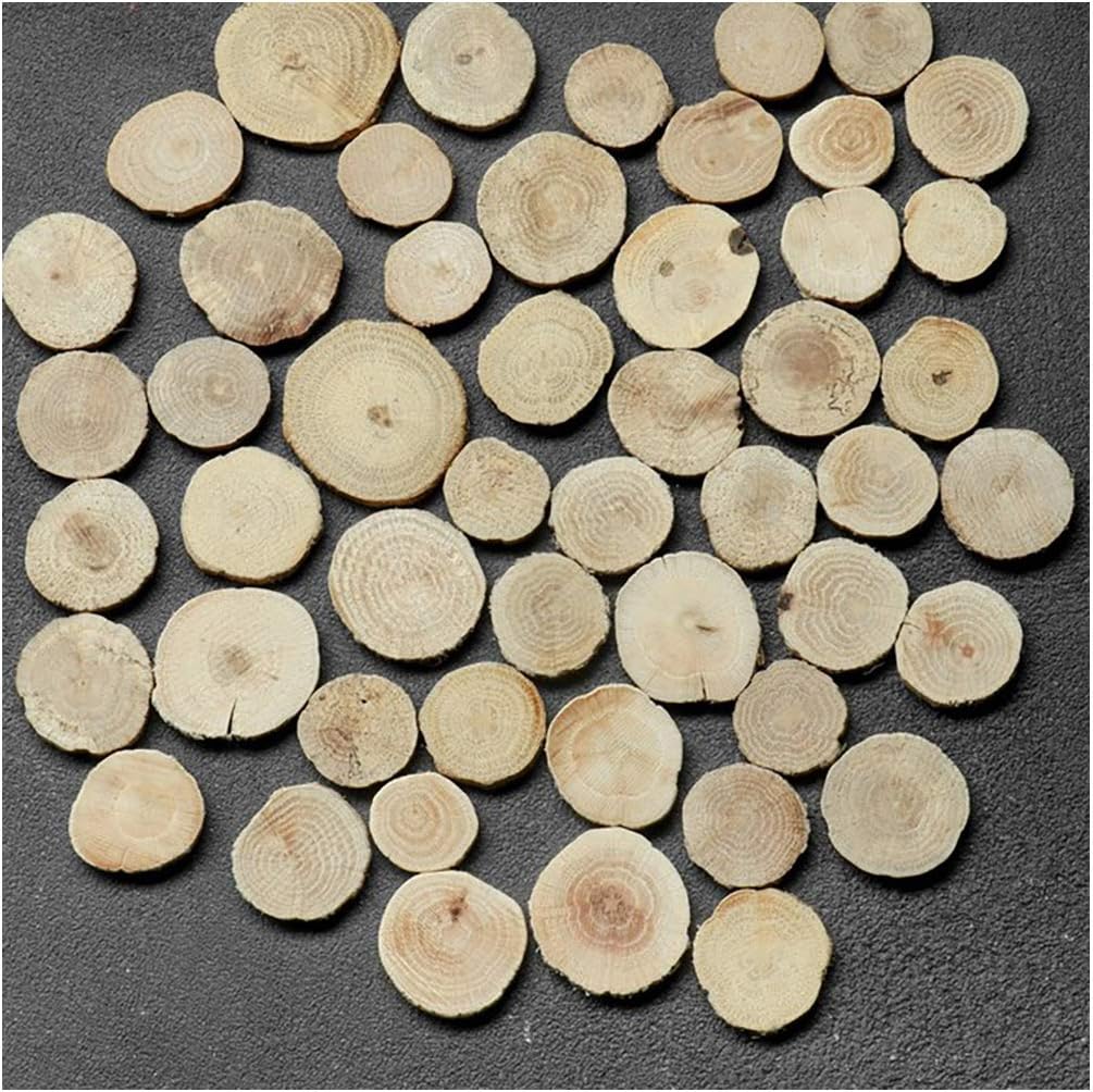 Natural Oak Wood Slices Circle Shaped - Pack 50 Pcs Unfinished Wood Discs Wooden Blanks for Arts DIY Crafts Home Decor
