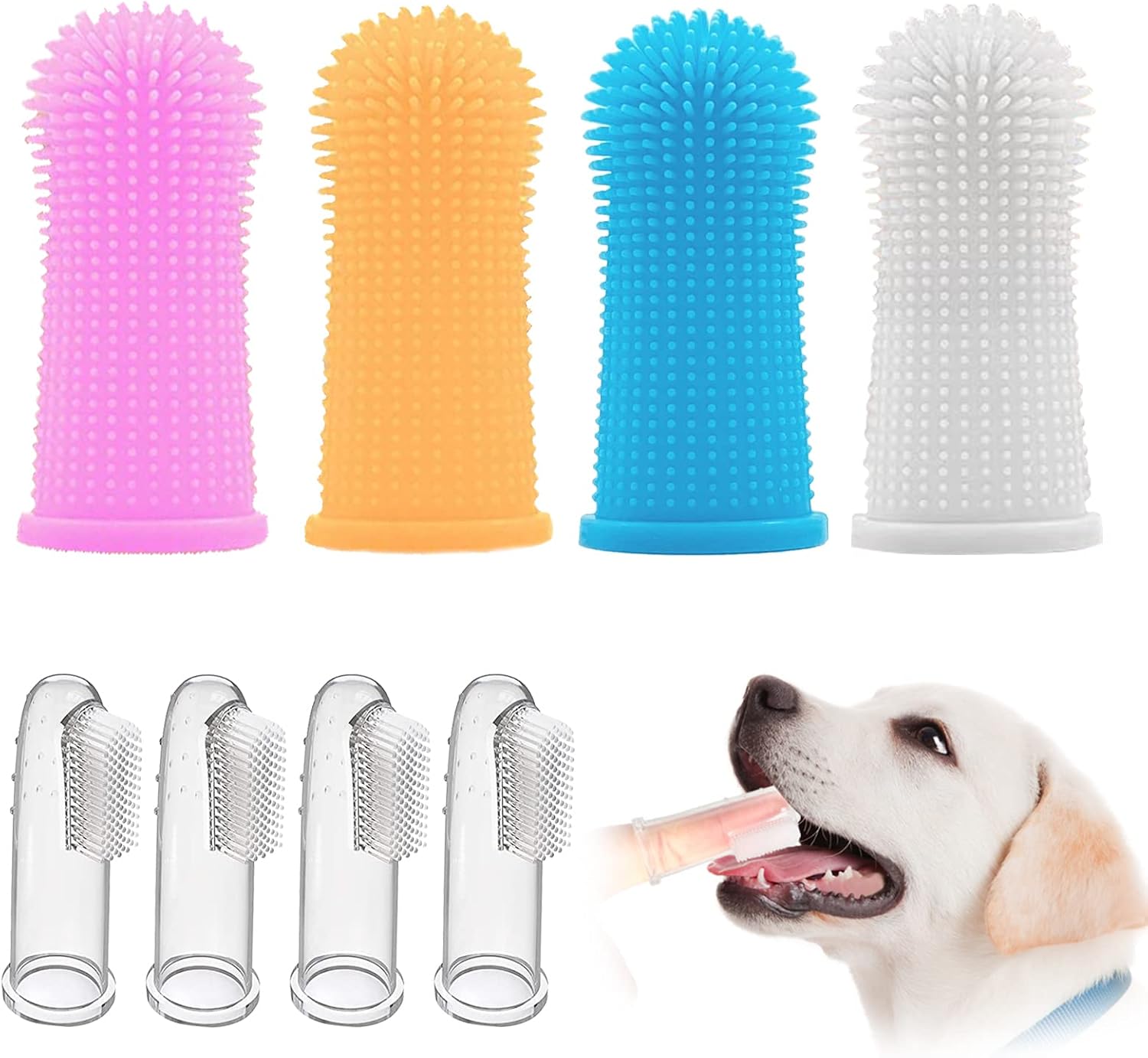 Juego De Cepillos De Dientes Para Perros,Cepillo De Dientes Para Limpieza De Dientes De Mascotas De 360º Cepillo De Dientes De Silicona Cepillo De Dientes Para Mascotas