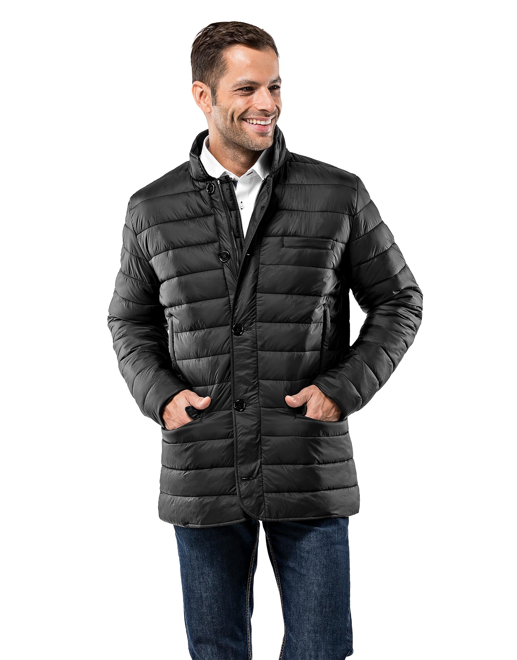 Vincenzo Boretti Chaqueta acolchada, ligera y suave, ajustado, moderna por pespuntes a cuadros y vivos, cuello levantado, cremallera de dos vías, grandes bolsillos prácticos