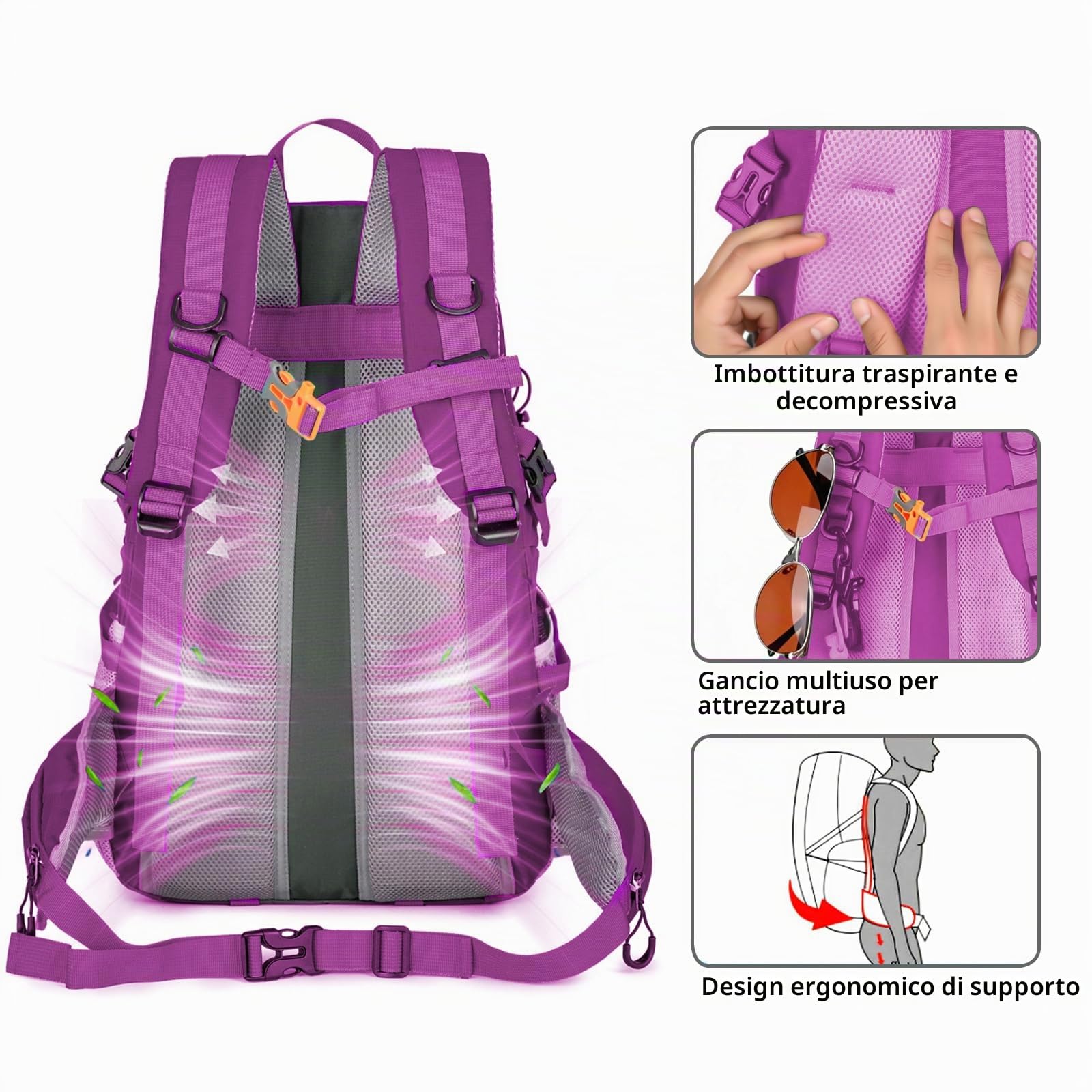 Amythe Zaino Scuola Ragazzi 8 a 15 anni Grande Impermeabile 33 L, Rosso | Leggero Trekking Viaggio Rosso Daypack Multitasche Capiente Resistente per Scuola Escursione Tempo Libero
