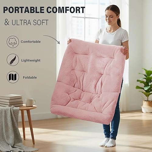 Miniatura 7 de Tiita Silla plegable con otomana recta, silla plegable de gran tamaño de piel sintética suave, silla perezosa, silla de luna con marco de metal para