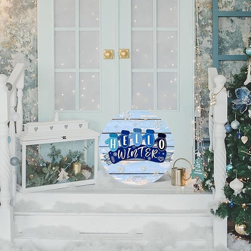 Miniatura 7 de Letrero colgante de madera rústica, decoración de puerta de invierno, 12 x 12 pulgadas