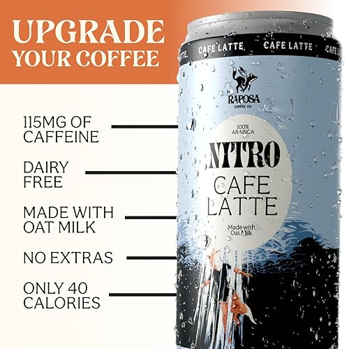 Miniatura 2 de Raposa Nitro Cold Brew - Café listo para beber 8.5 fl oz - 8.45 oz - Hecho con leche de avena - Sin lácteos - Preparado en frío vegano listo para