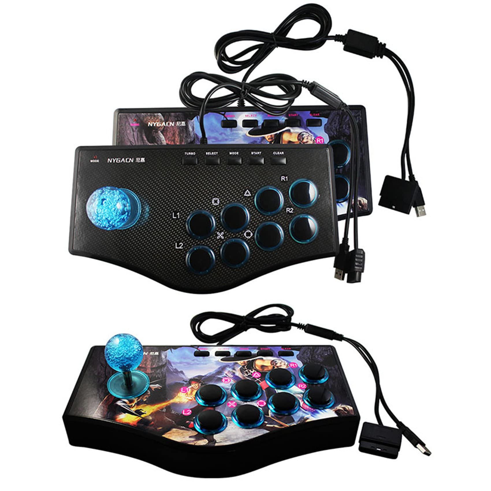 2X Retro Arcade Game Rocker Controller Joystick USB dla Ps2 / / Pc/Android Smart TV Wbudowany Wibrator OśMiokierunkowy Joystick (A)