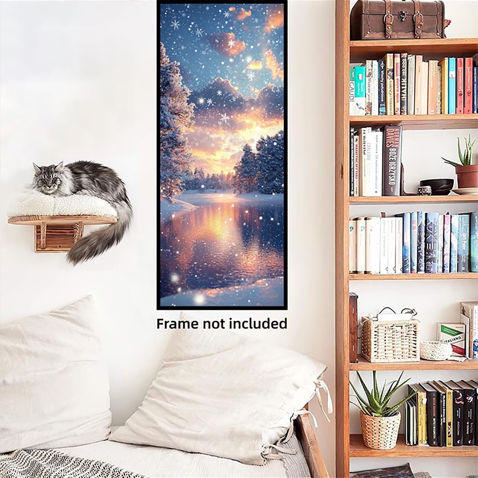 Malen Nach Zahlen 50x150cm Leinwand Aussicht Malen Nach Zahlen Erwachsene mit Ohne Rahmen, DIY Kreativ Set für Erwachsene mit Pinseln und Acrylfarbe, Zimmer Deko Winter Landschaft Geschenk, P0M-929
