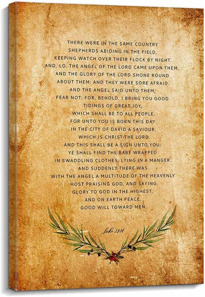 Amazon.com: Luke 2 8-14 Bible Verse Wall Art Glory To God In The Higher ...