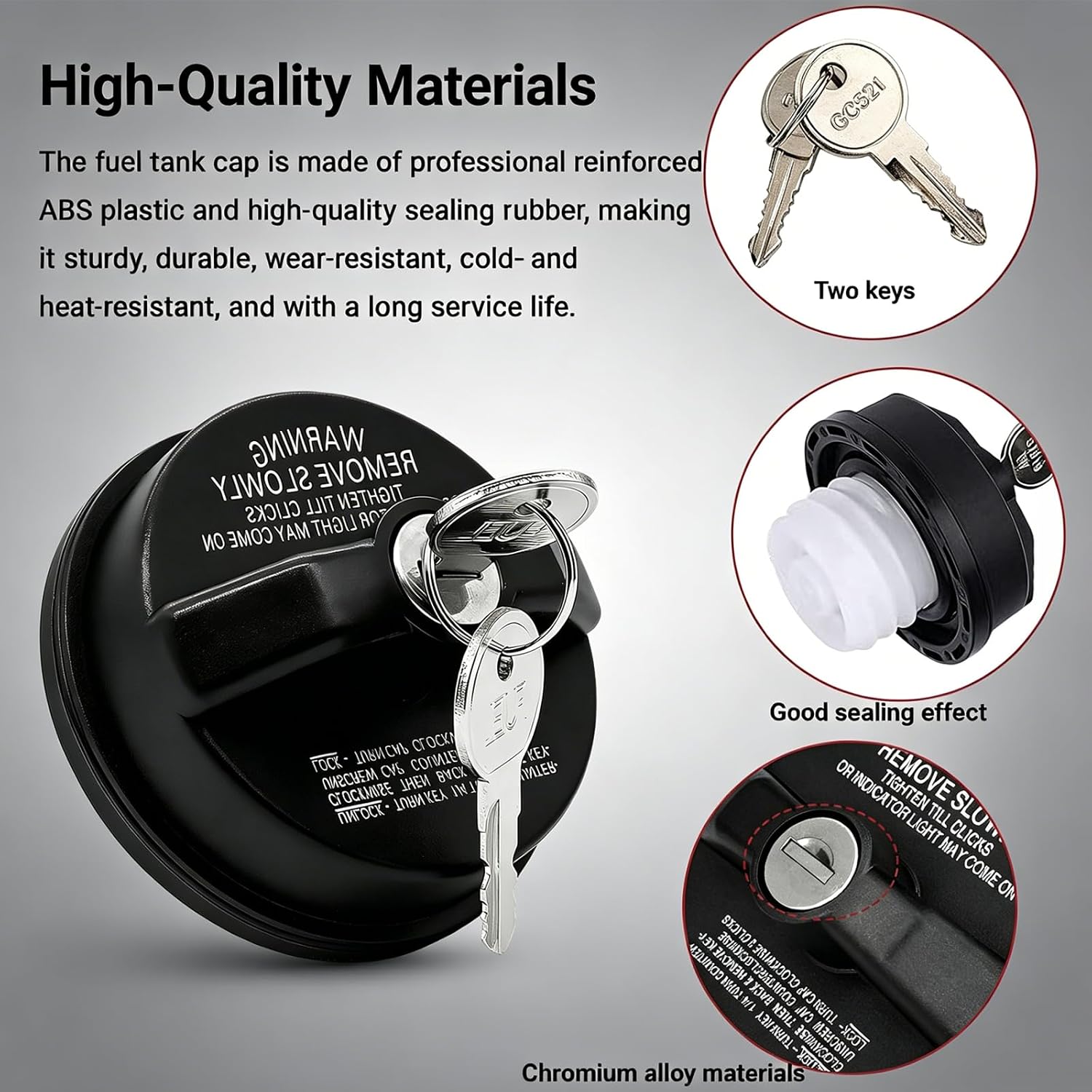Locking Gas Cap lock, Locking Fuel Cap with Key for 4Runner, Chevy Silverado 1500 2500 3500, Nissan GMC Subaru Buick Gas Lock Fuel Tank Caps Cover Replacement with Key 10504 77300-47020