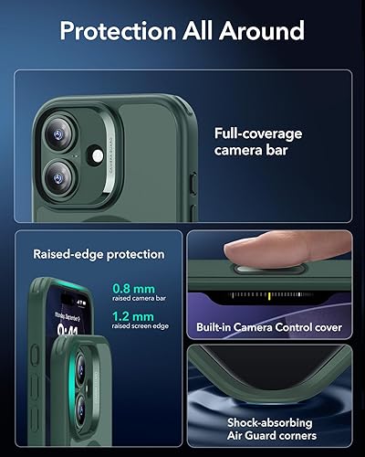 Vista 633 de ESR Funda para iPhone 15 Pro Max, compatible con MagSafe, de grado militar, negro transparente