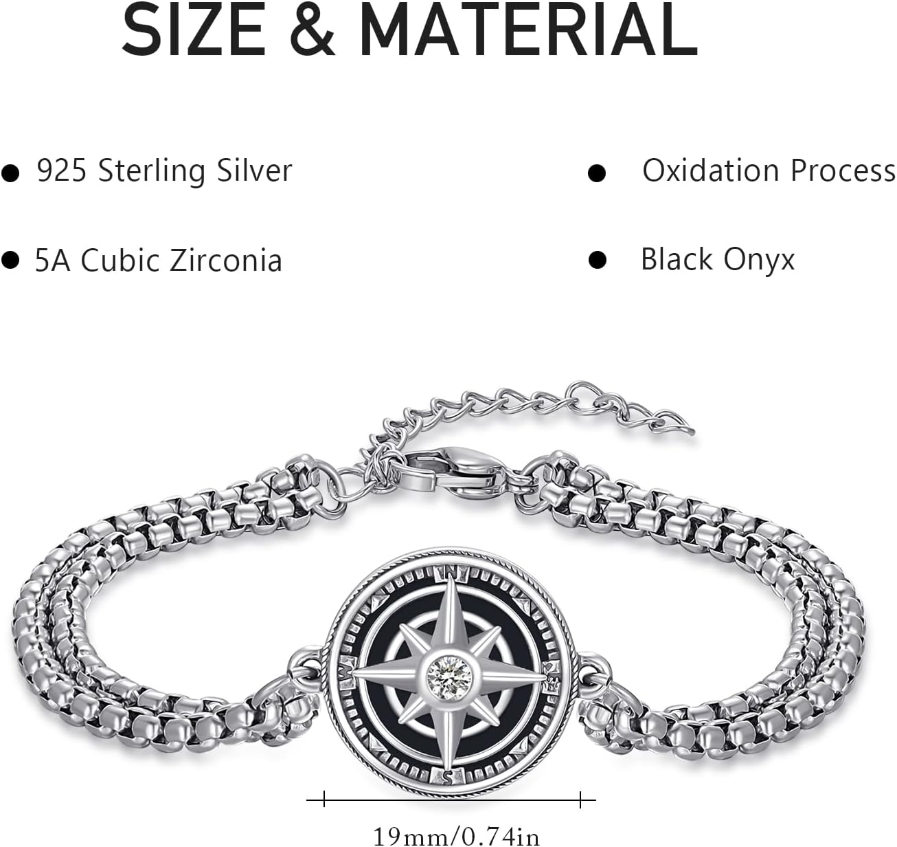 Compass Bracelet 925 Sterling Silver Celtic Knot Compass Bracelet Christmas Gifts for Men Women