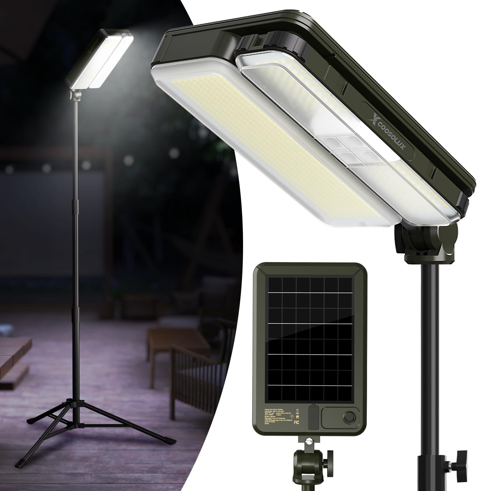その他 Light of Sol CF COOSOLUX Outdoor Solar Camping Lights with 2 Lighting Heads, IP65