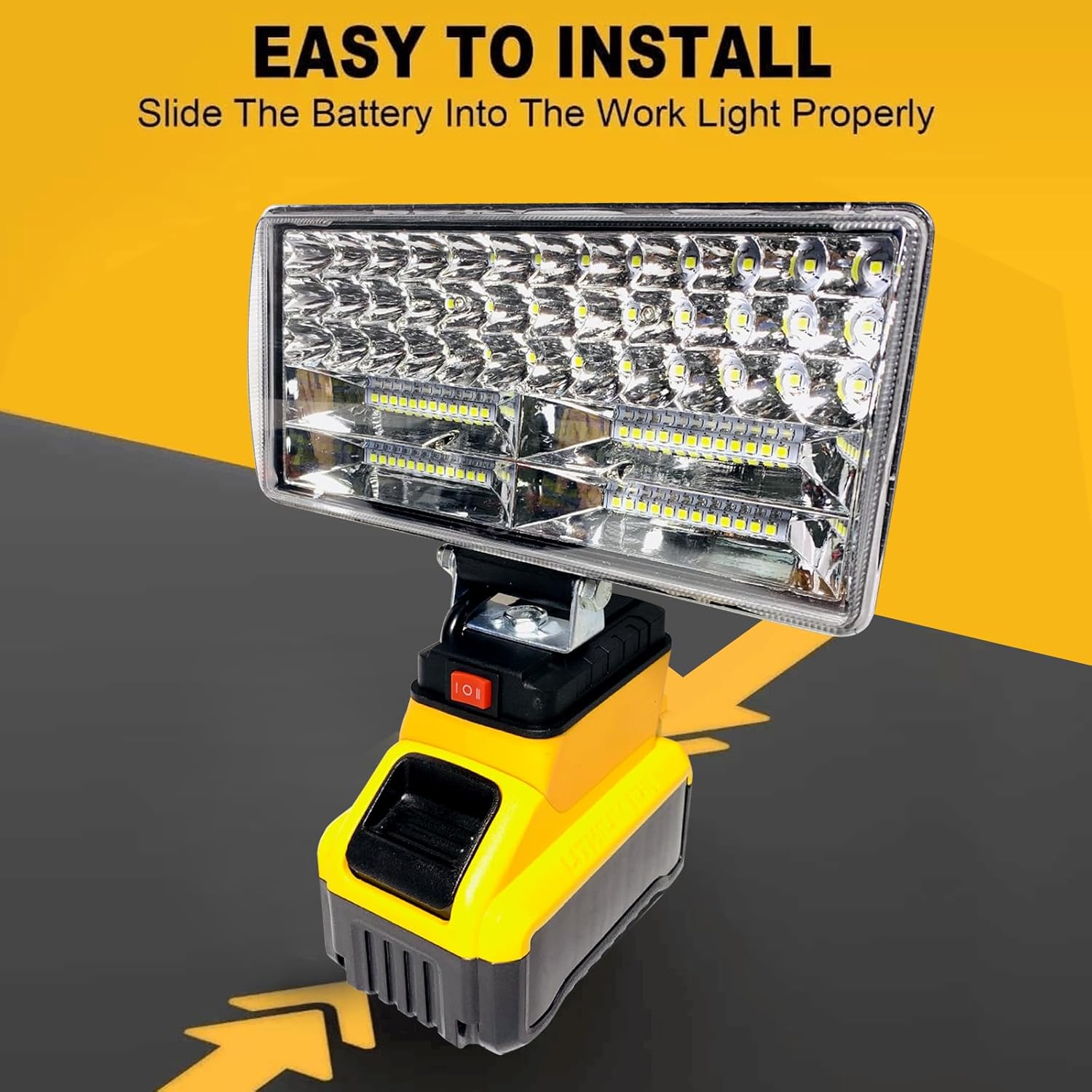 Work Light for Dewalt 20v Battery, Flashlight for Dewalt M18, 160W 16000LM Portable LED Cordless Flood Lights with Low Voltage Protection and USB