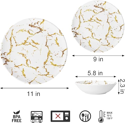 Miniatura 8 de Juego de vajilla cuadrada de melamina de 12 piezas para 4 platos y cuencos de color rojo profundo para parrilla de interiorexterior, fiesta de