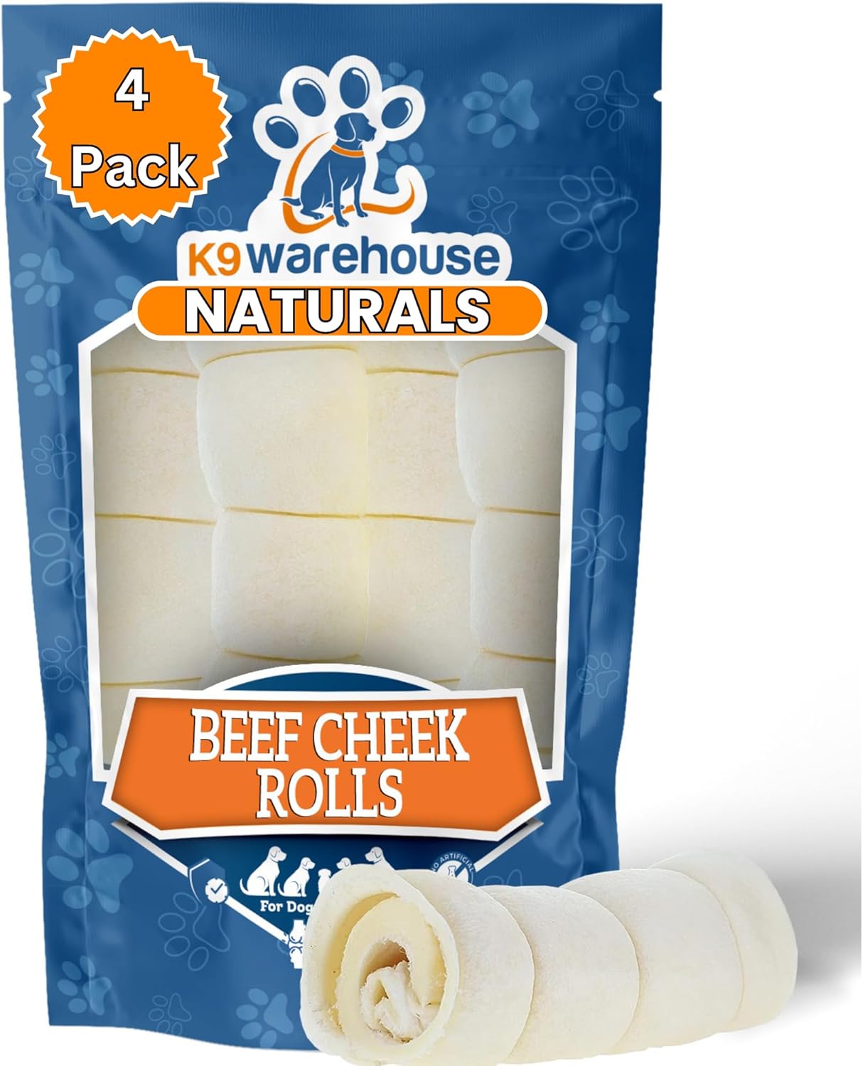 K9warehouse® Beef Cheek Rolls for Dogs Thick 6 Inch