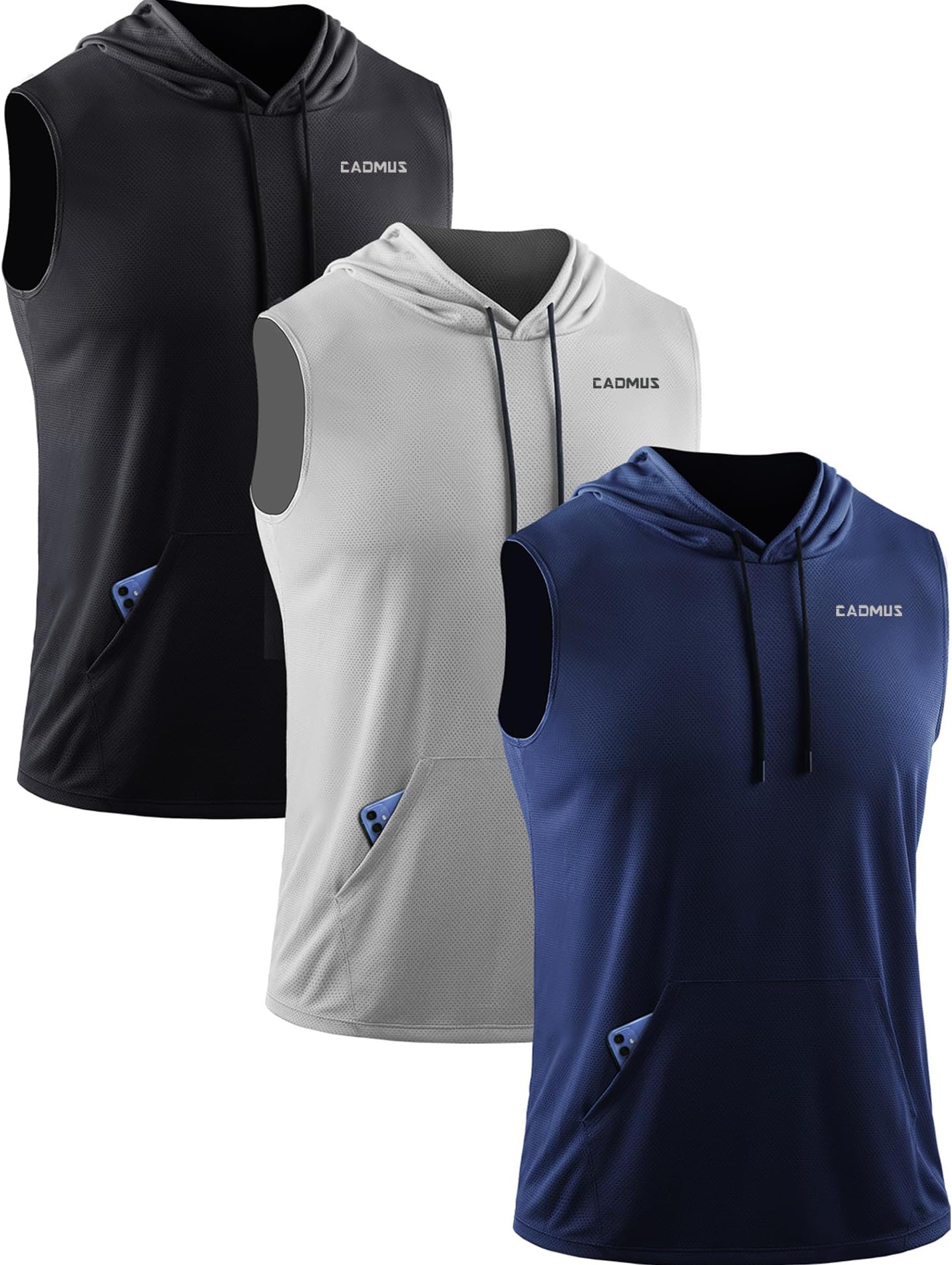 Men's Gym Vest Sports Tank Tops Sleeveless Hooded Athletic Training Bodybuilding Fitness Muscle T Shirts with Pockets