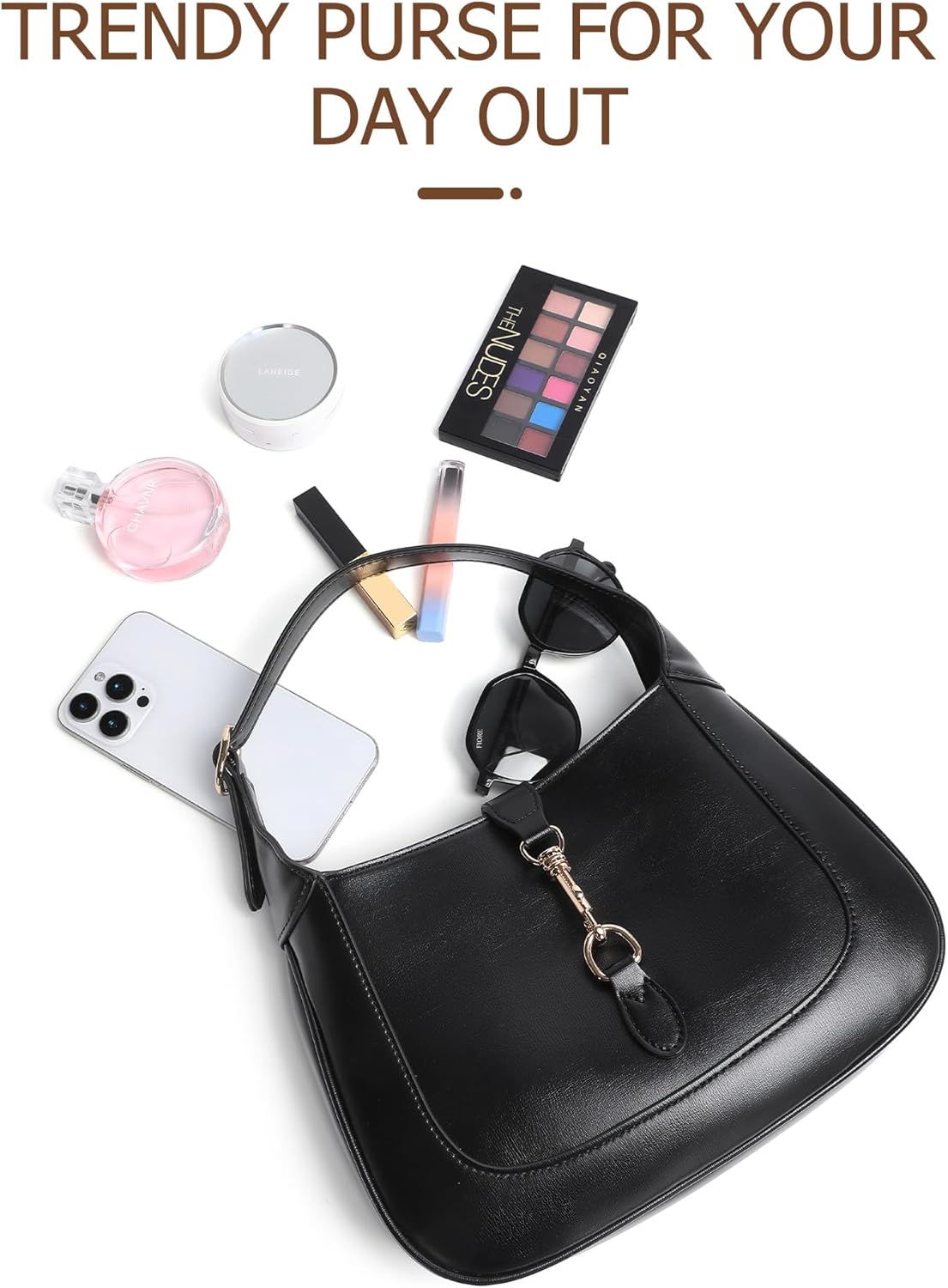 BAVERGE Shoulder Bag for Women, Soft Vegan Leather Purse Trendy Hobo Handbag Small Crossbody Bag with Adjustable Strap - Image 6