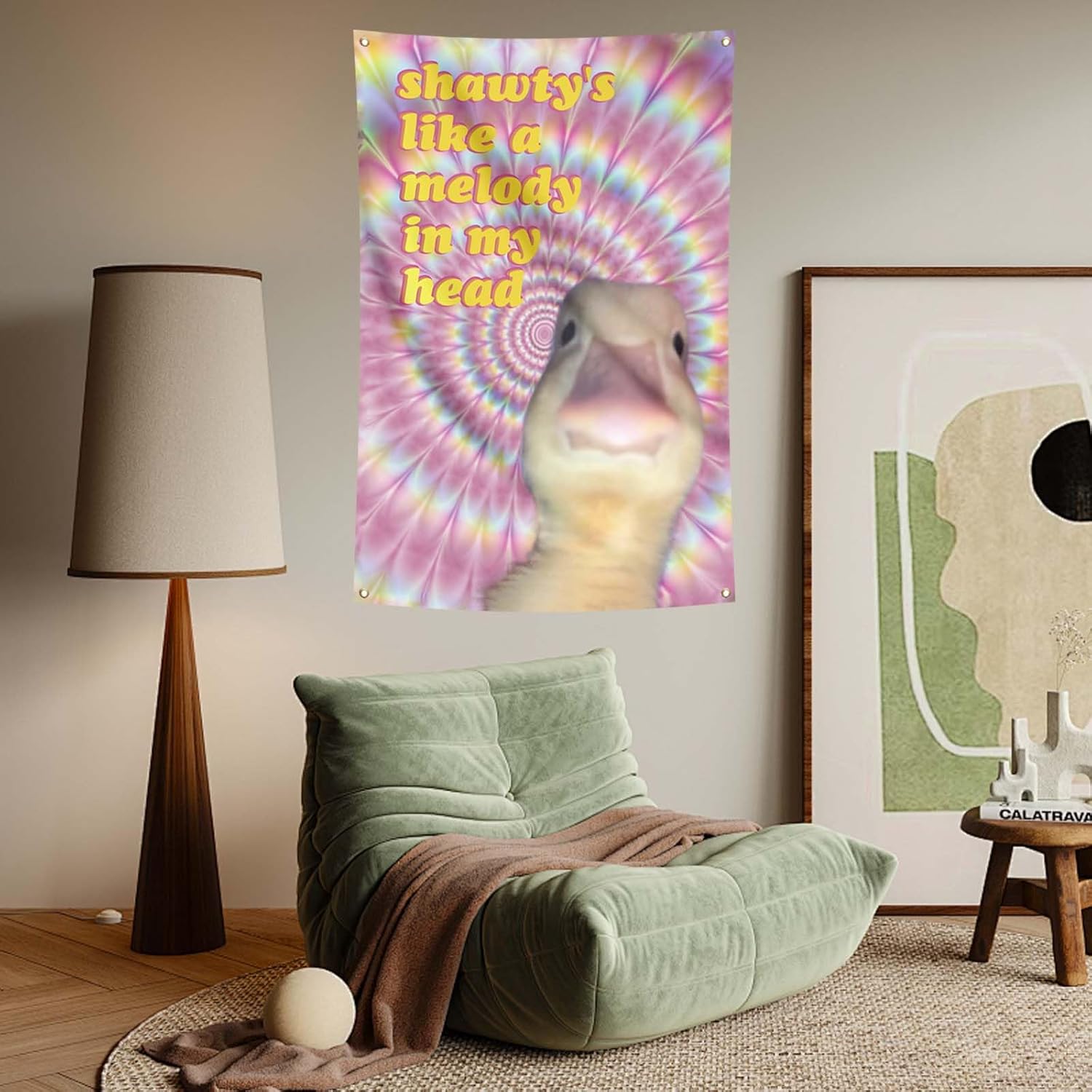 Welcome to My Crib Flag Hip Hop Sunglasses Dizzy Duck Funny Banner For Room Durable Man Cave Wall With Brass Grommets For College Dorm Room Decor (D7) - Image 5