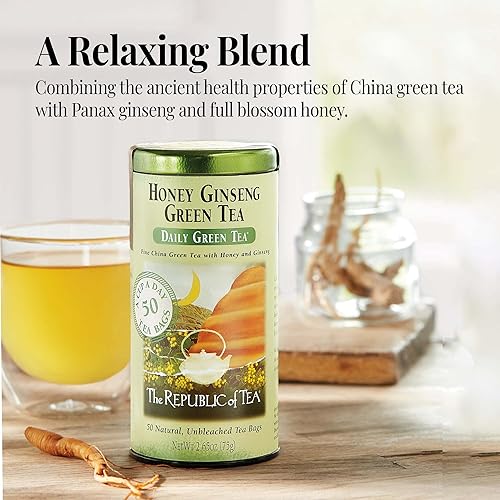 Miniatura 6 de The Republic of Tea miel ginseng té verde, saquitos de té, relajante mezcla gourmet de té verde chino