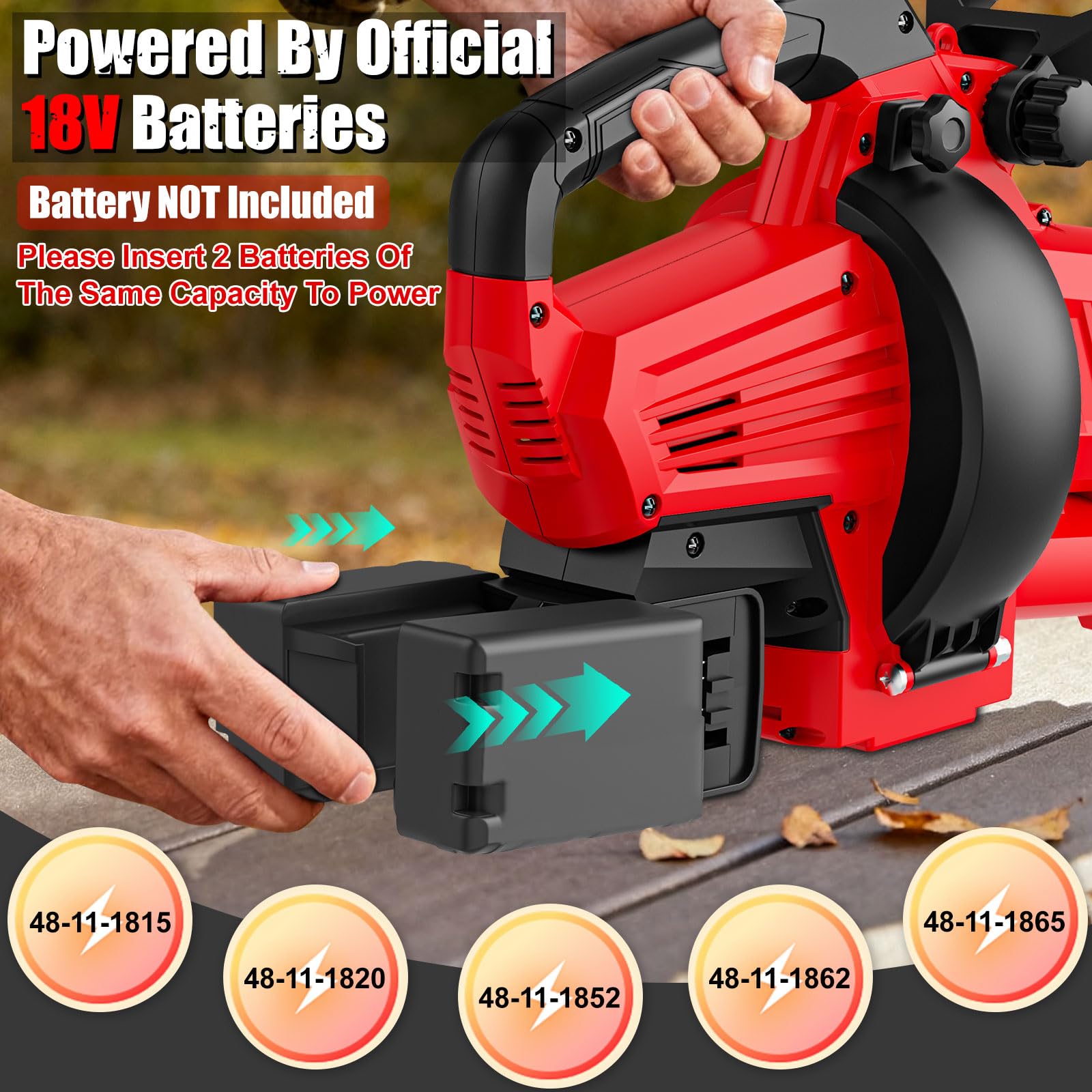 Laubbläser-Vakuum-Mulcher, kompatibel mit Milwaukee-18-V-Batterie (ohne Batterie), 3-in-1 kabelloser elektrischer Laubsauger-Mulcher mit 40-Liter-Fangbeutel, Turbo-Modus für die Reinigung von
