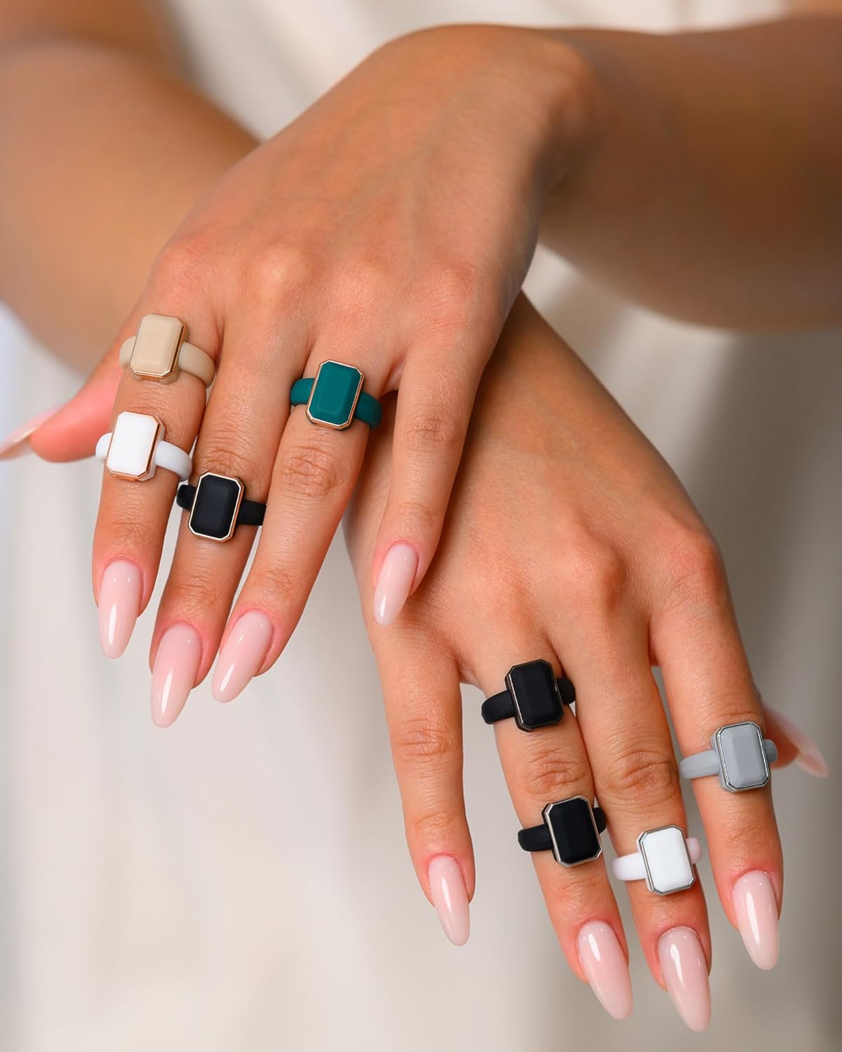 Rinfit Women's Silicone Rings - Anniversary Ring or Promise Ring for Her - Emerald Rubber Wedding Bands Women - Patented Design - Image 9