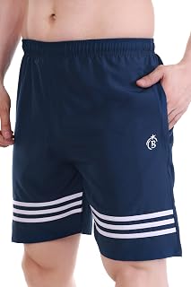 BLUE STAR SHARK Athletic Sports Shorts for Men with Zip Pockets and Elastic Waistband Quick Dry Lightweight Activewear. Price In India