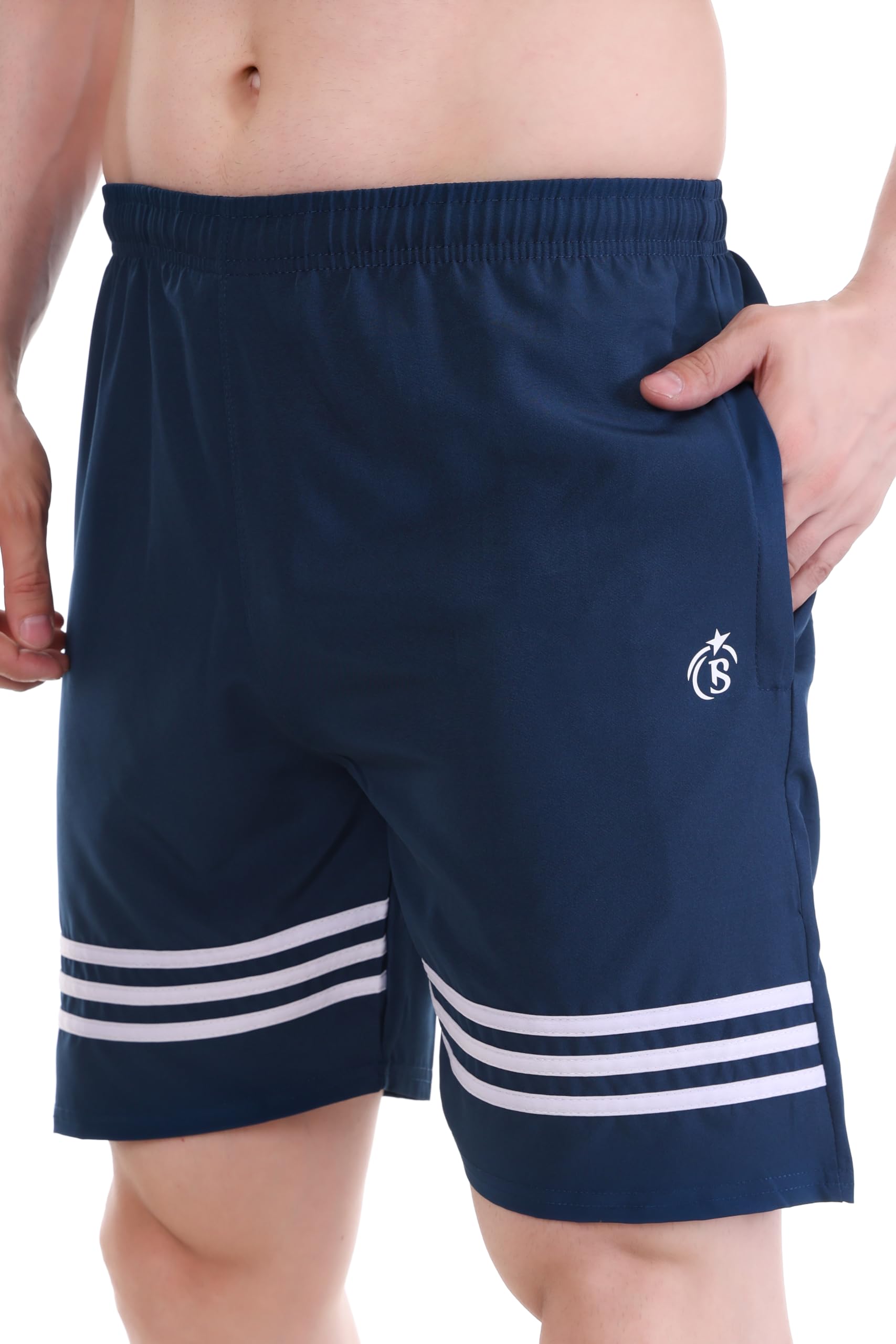 Athletic Sports Shorts for Men with Zip Pockets and Elastic Waistband Quick Dry Lightweight Activewear.