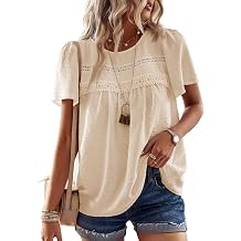 Falechay Womens Summer Tops Flowy Boho Shirts Dressy Casual Short Sleeve