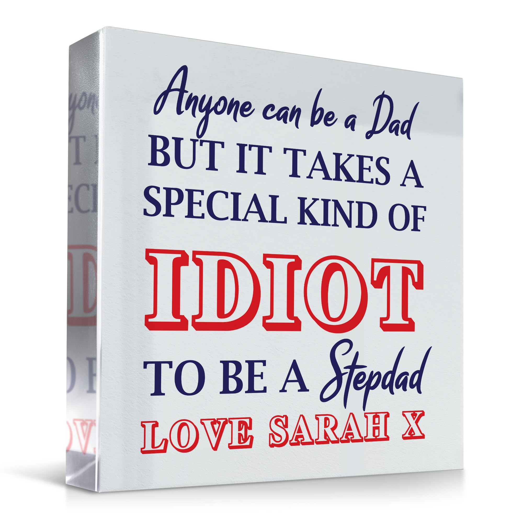 Red Ocean Funny Joke Step Dad Fathers Day Personalised Stepdad Birthday Gift Clear Block Gift For Fathers Day Birthday Gift For Step Dad From Daughter Son Thank You Gift For Him