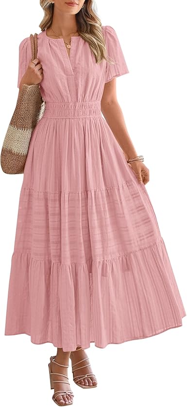 BTFBM Women s Summer 2026 Boho Midi Maxi Dress with Pockets