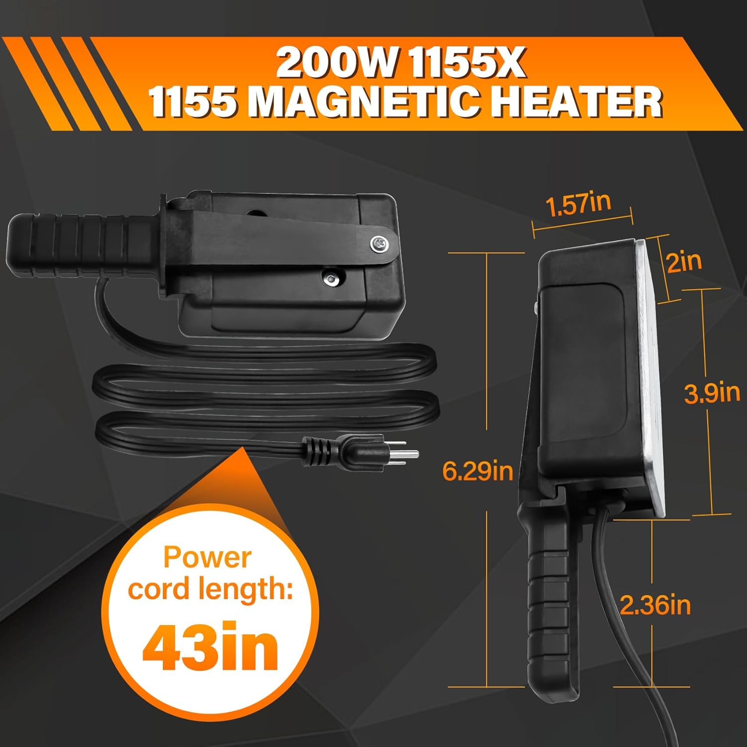 200 Watt 1155 1155X Magnetic Heater for Heating Small Engines,Tractors,Trucks,Cars,Engine Heaters,110/120V 300-400 Degrees 8 Sq. Inch Surface-Thermostat Control